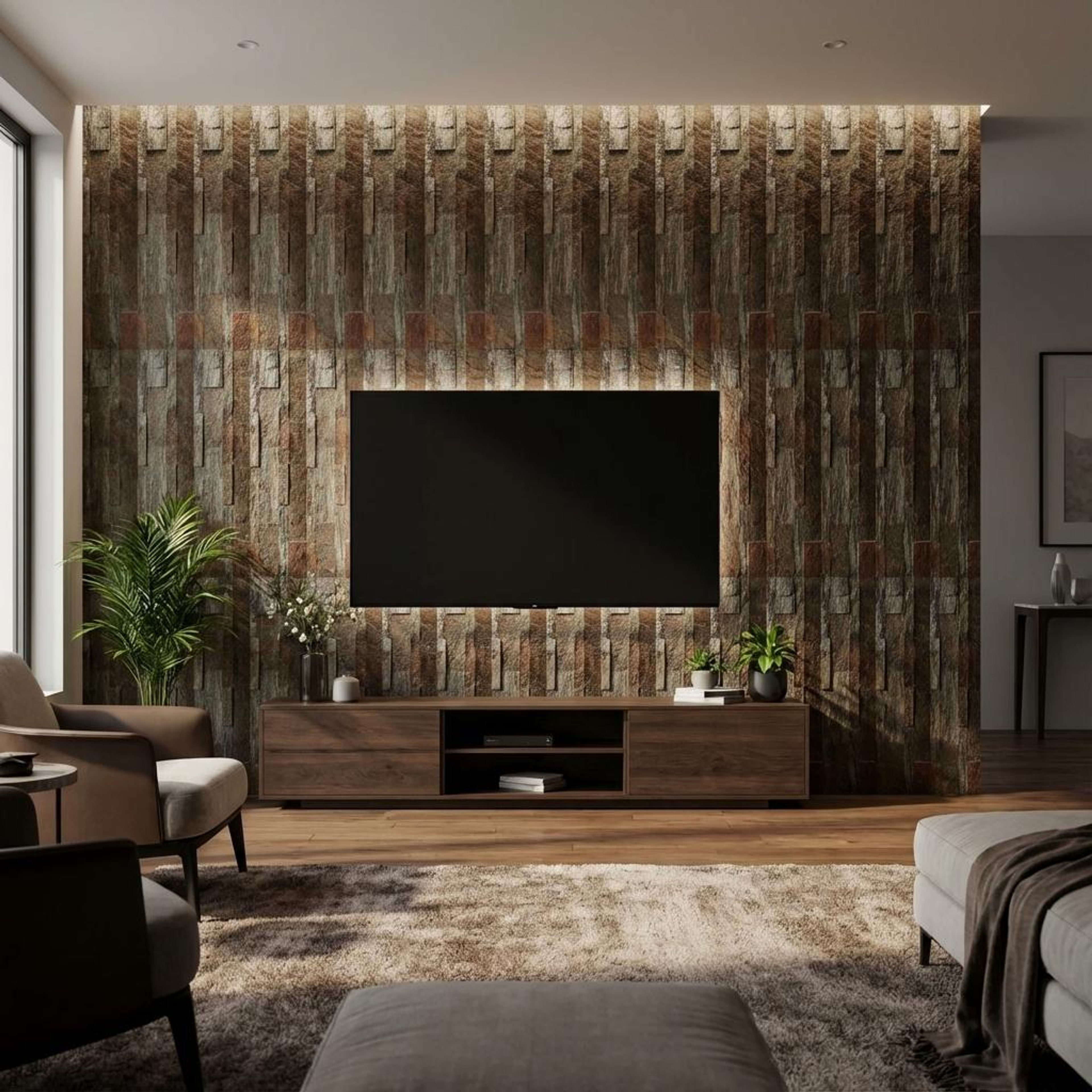 Lune Weave 636 Multi-colour PVC Panels | 2 x 0.5 Ft, 2 mm
