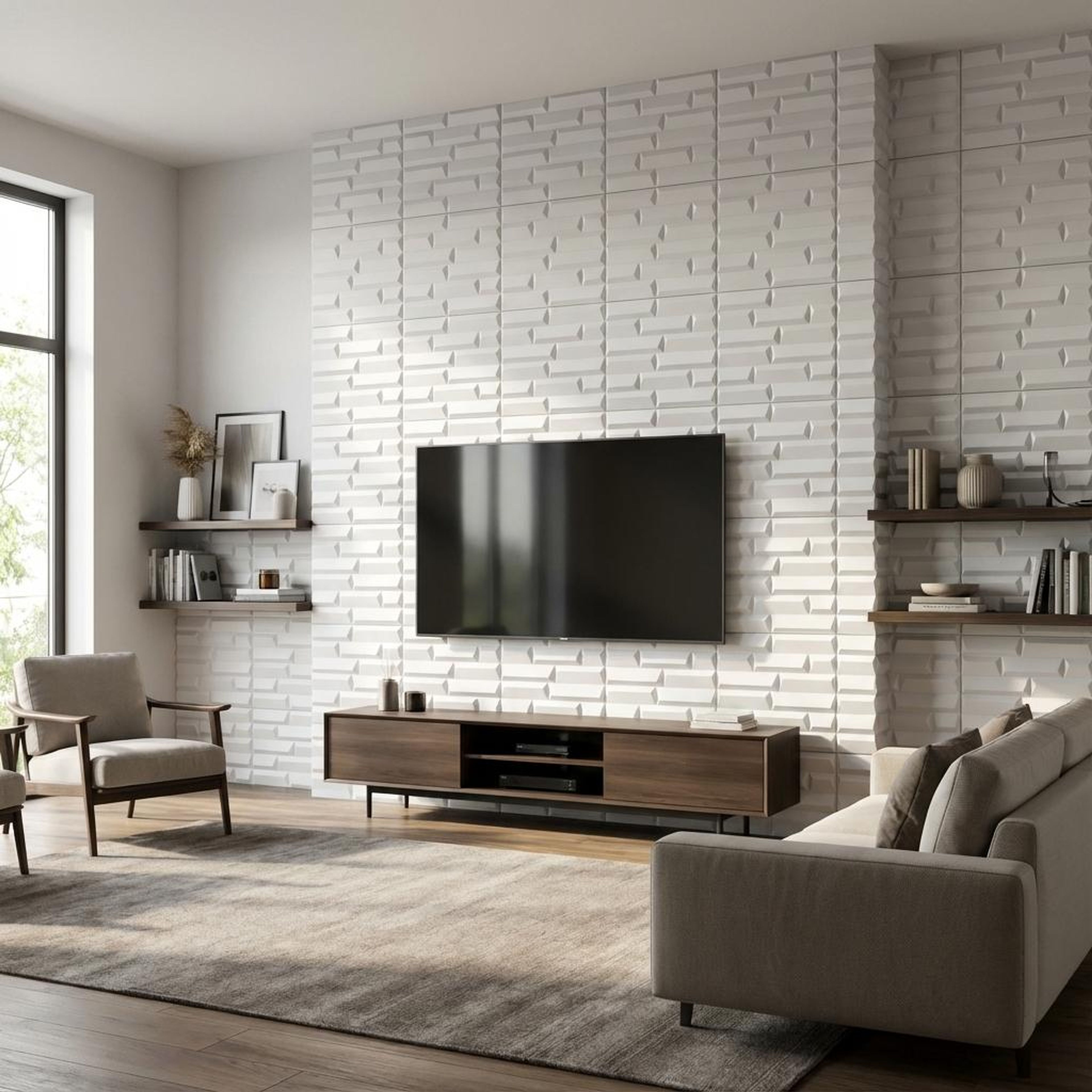 Aria Wood 624 White PVC Panels | 1.6 x 1.6 Ft, 1 mm