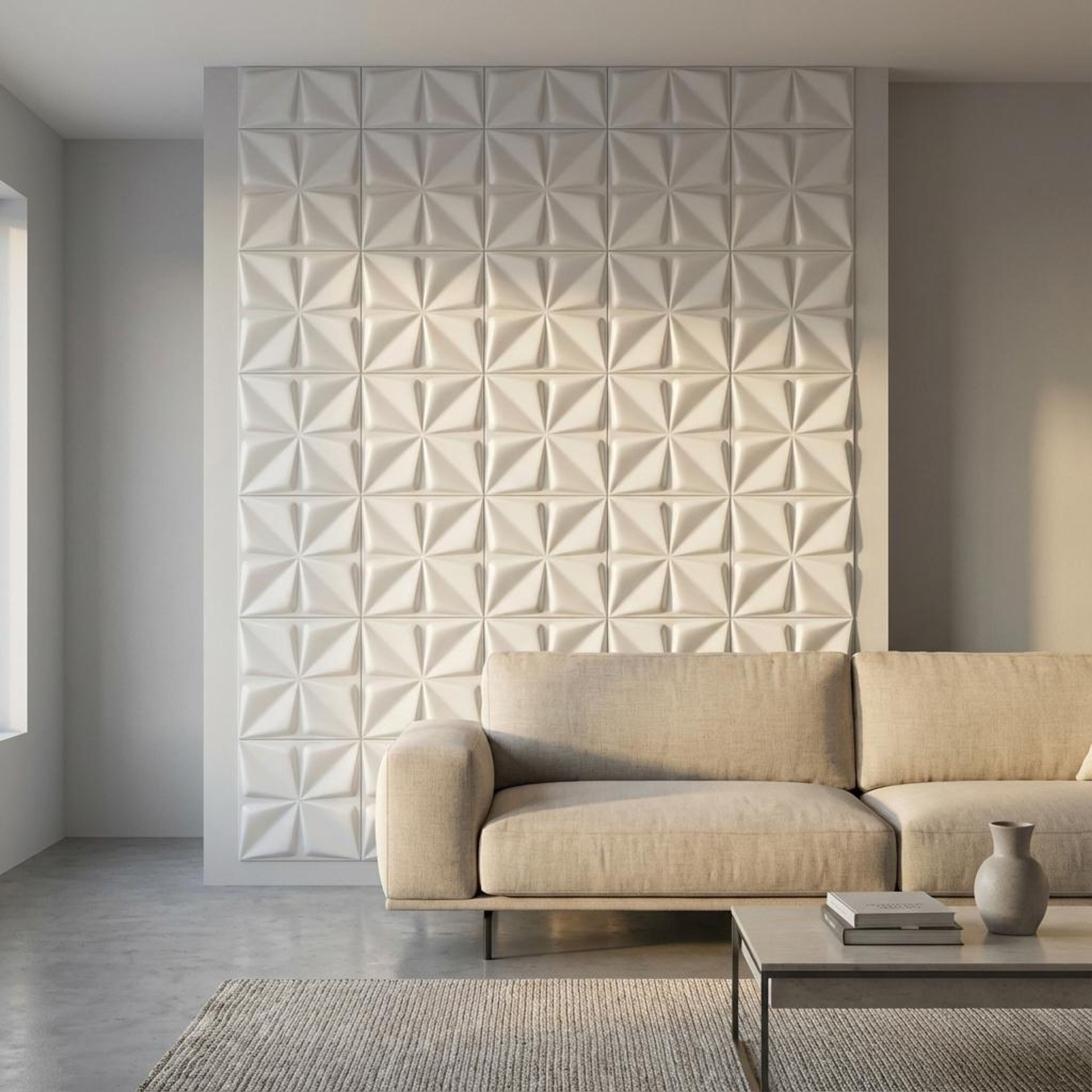 Mira Grain 620 White PVC Panels | 1.6 x 1.6 Ft, 1 mm