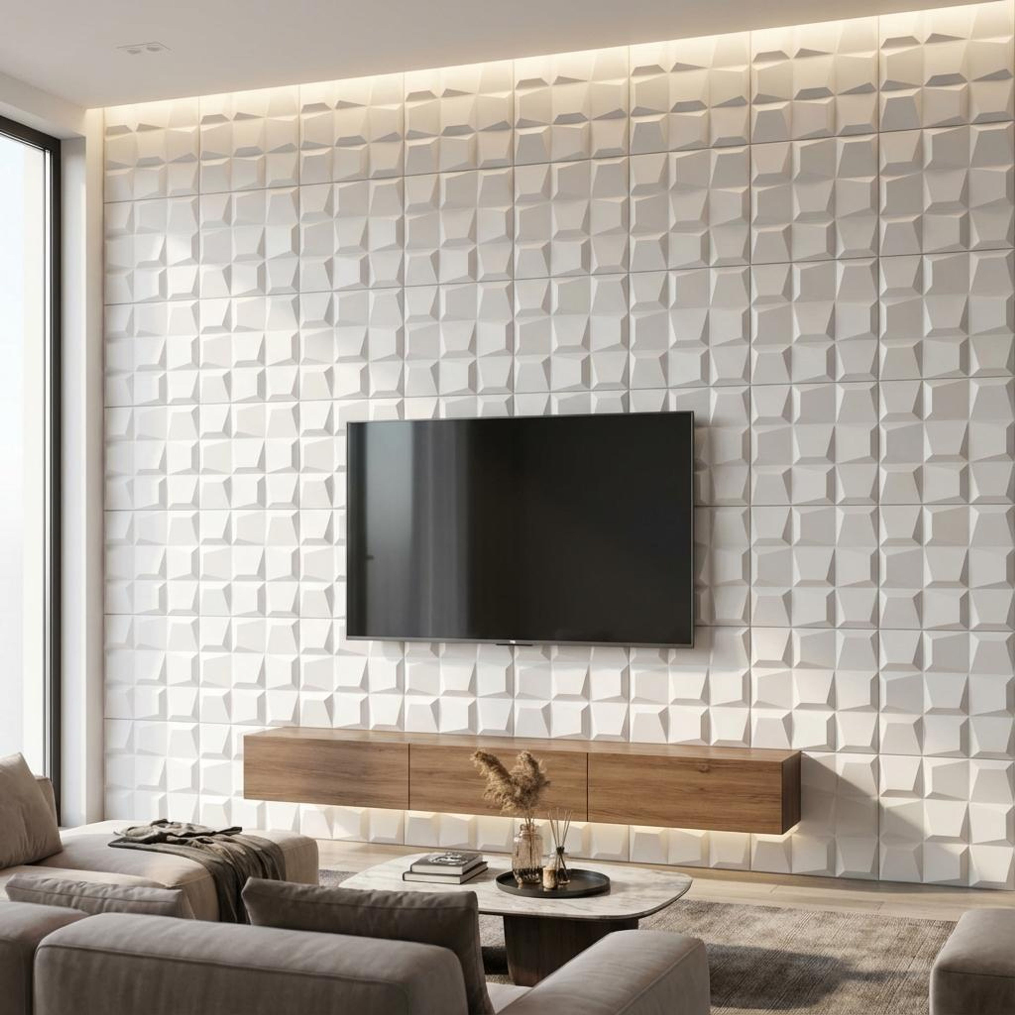 Viva Wood 618 White PVC Panels | 1.6 x 1.6 Ft, 1 mm