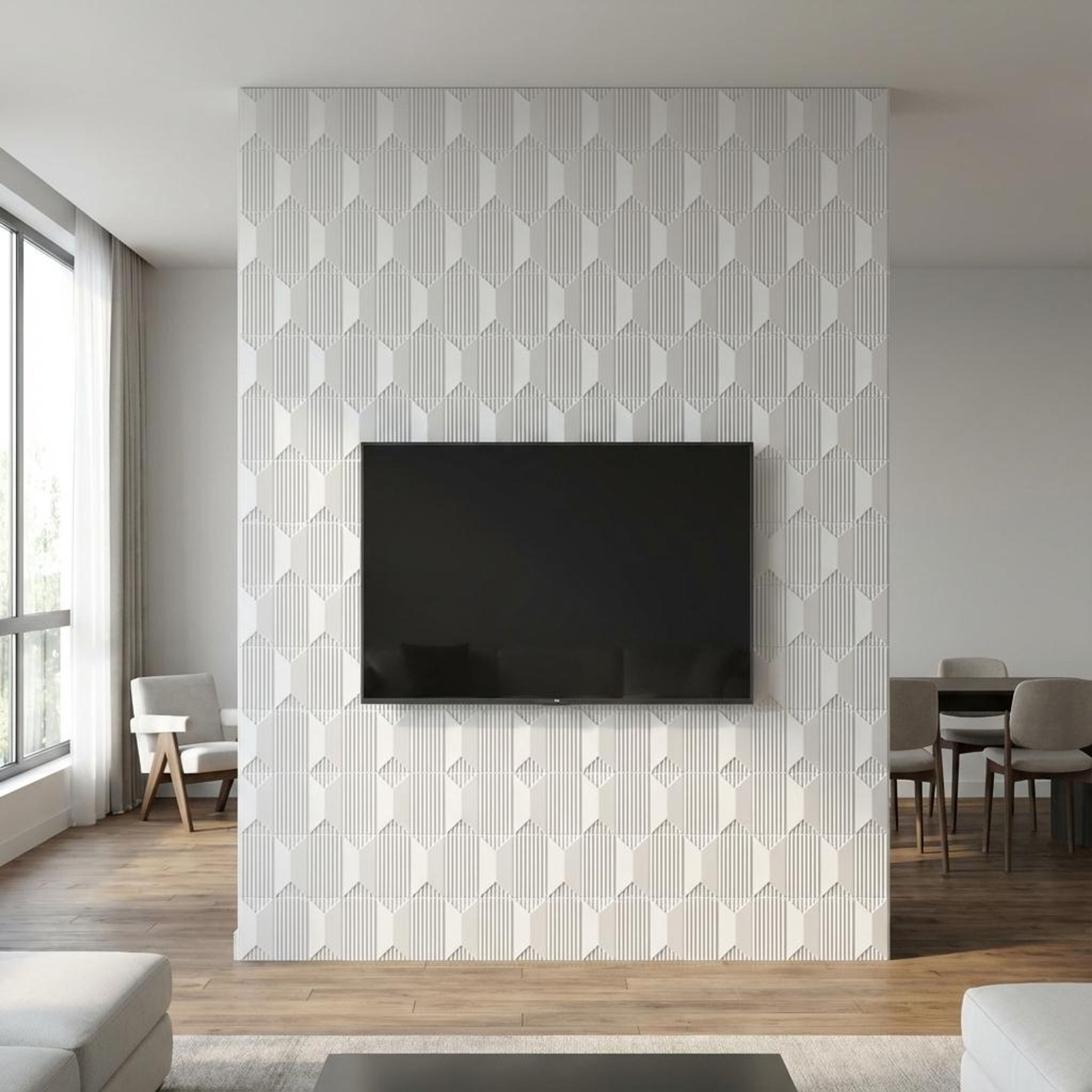 Elan Luxe 614 White PVC Panels | 1.6 x 1.6 Ft, 1 mm