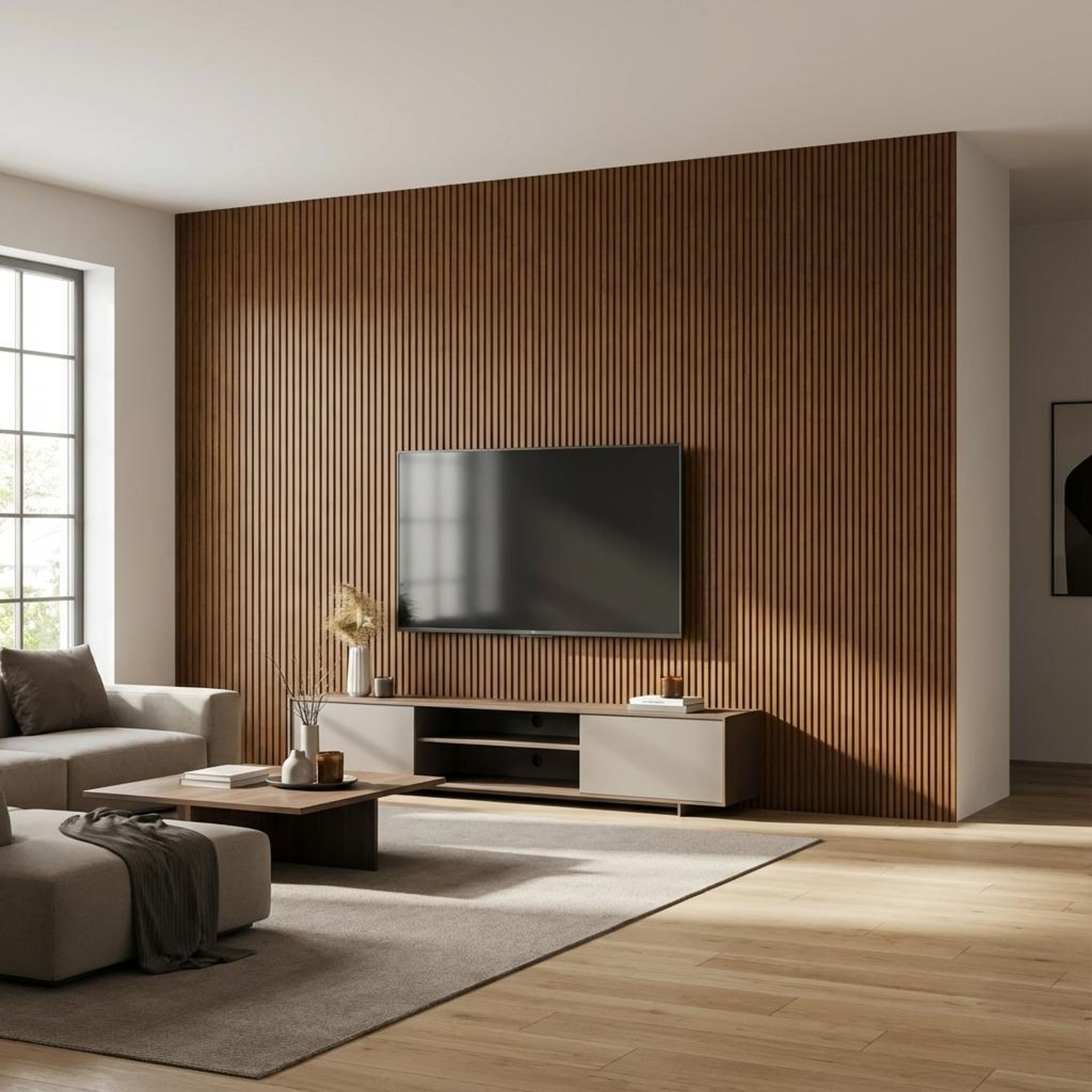 Sora Grain 571 Multi-colour MDF Panels | 9 x 0.4 Ft, 18 mm