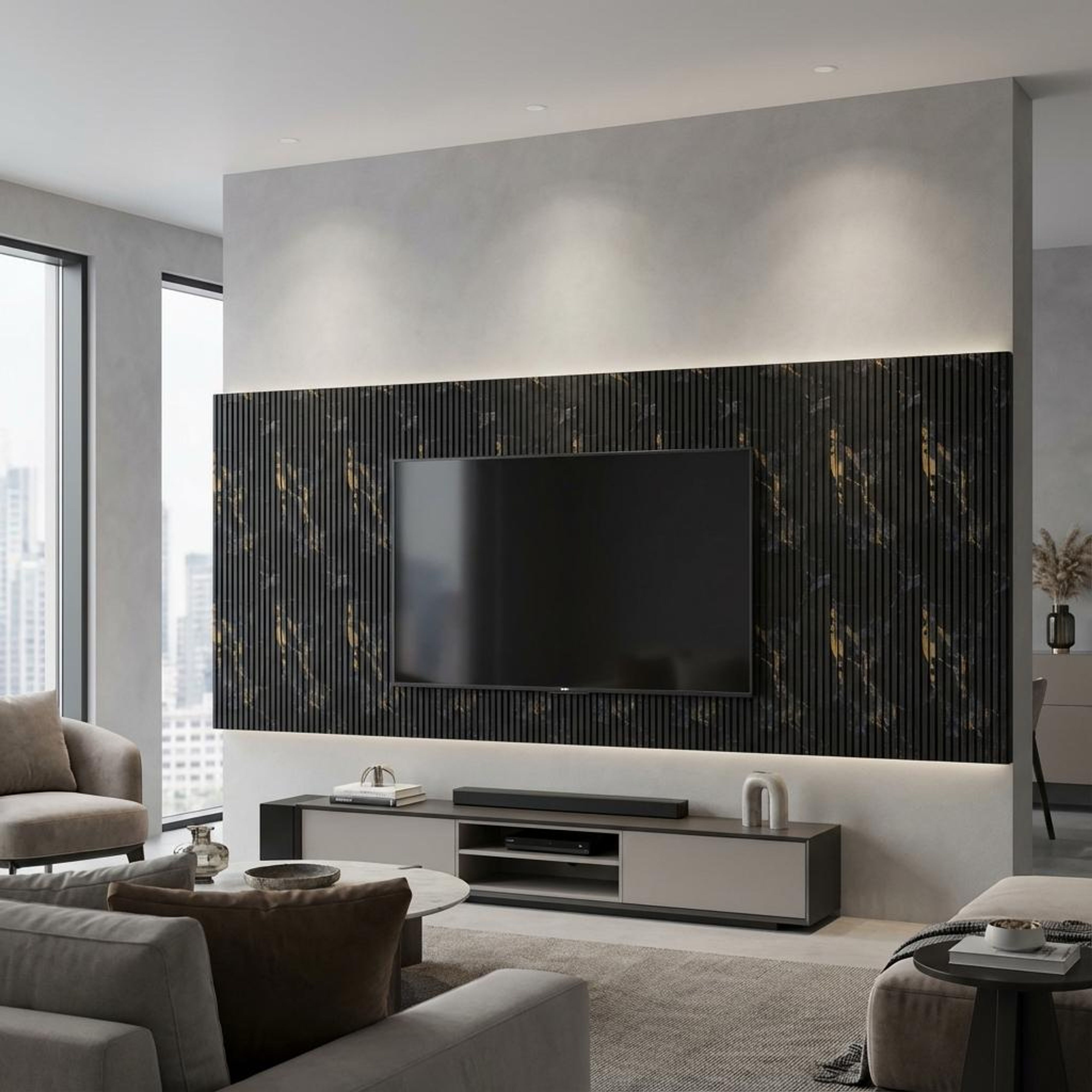 Sable Rise 482 Black PVC Panels | 9.5 x 0.5 Ft, 5 mm