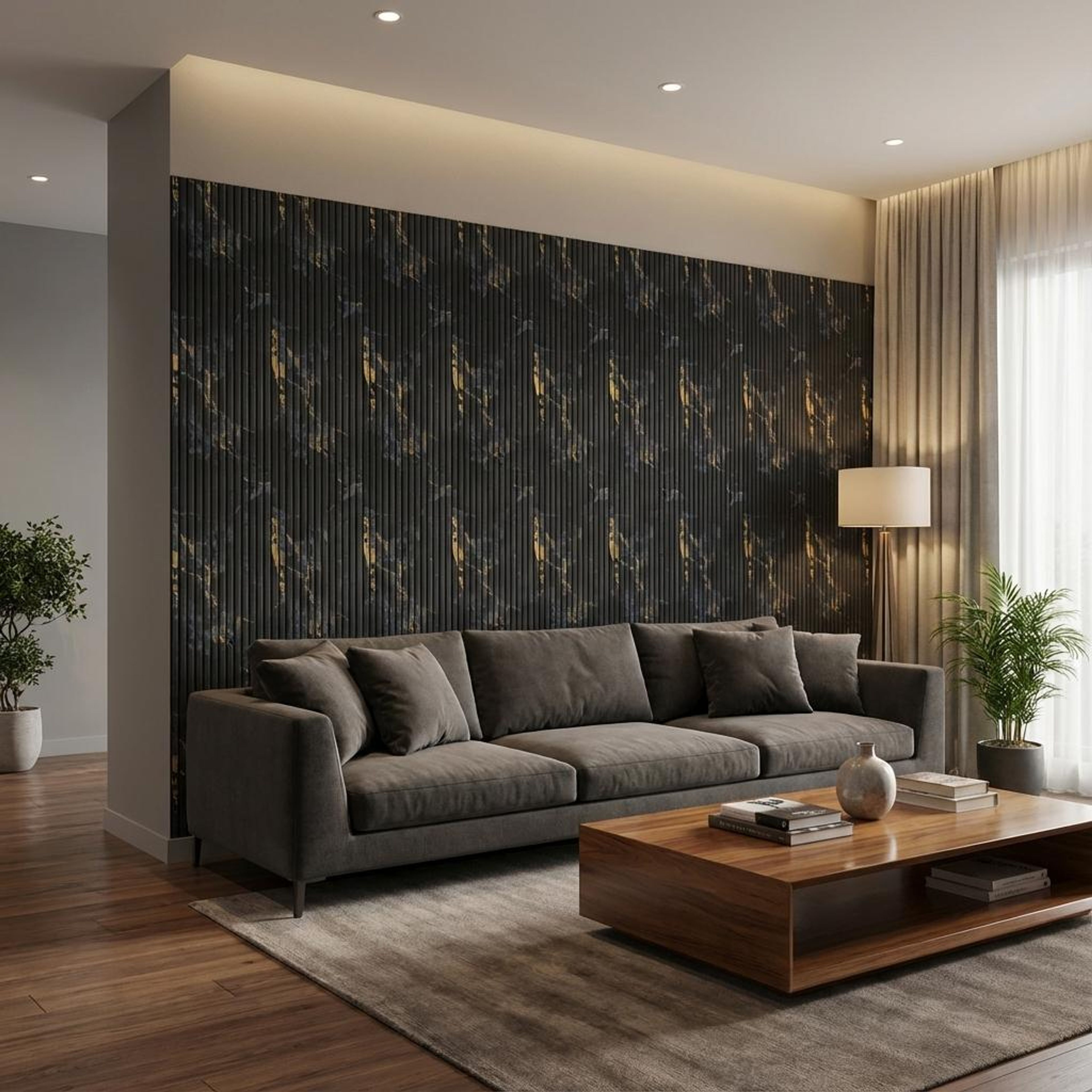 Sable Rise 482 Black PVC Panels | 9.5 x 0.5 Ft, 5 mm