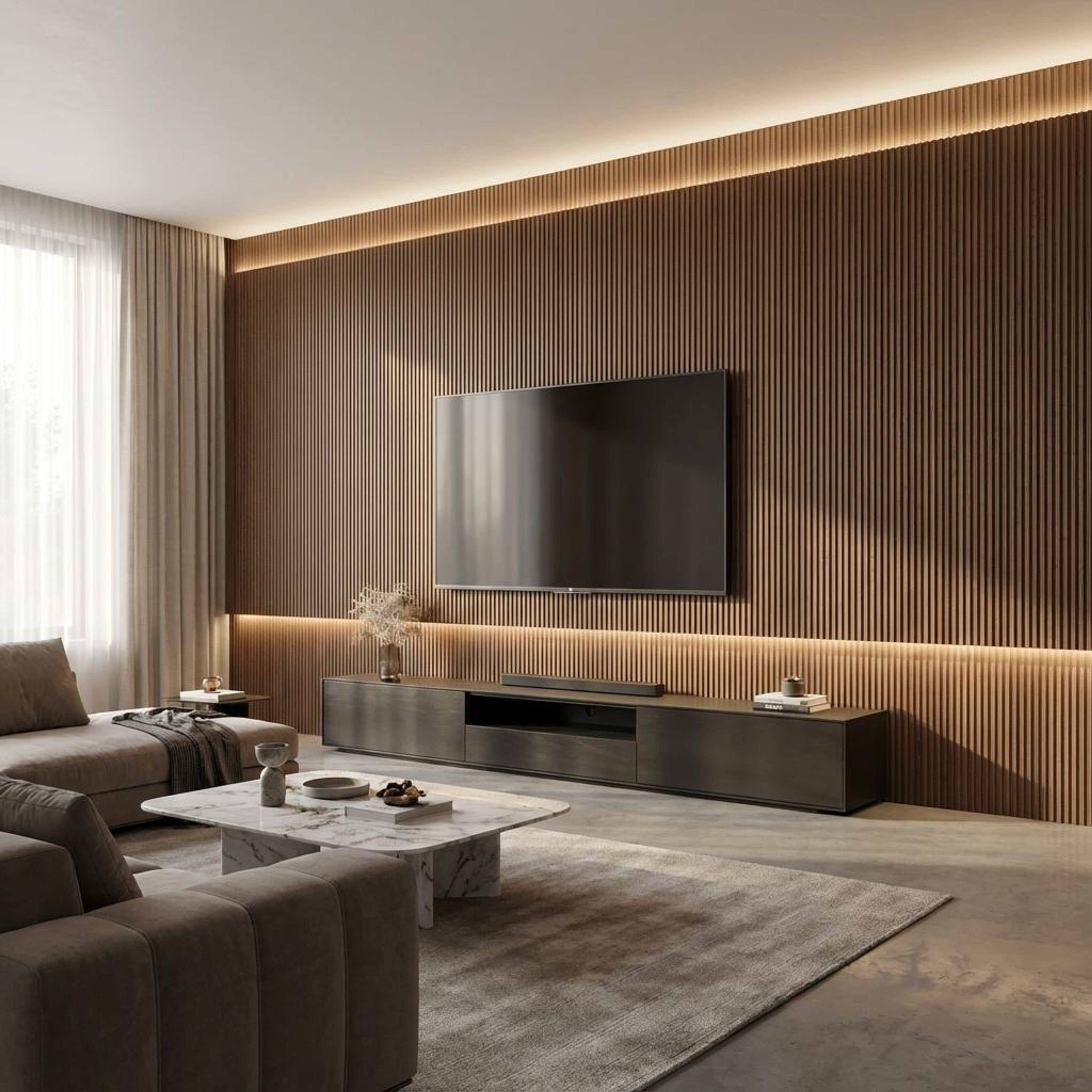 Flint Luxe 419 Warm brown Polystyrene Panels | 8 x 0.3 Ft, 12 mm