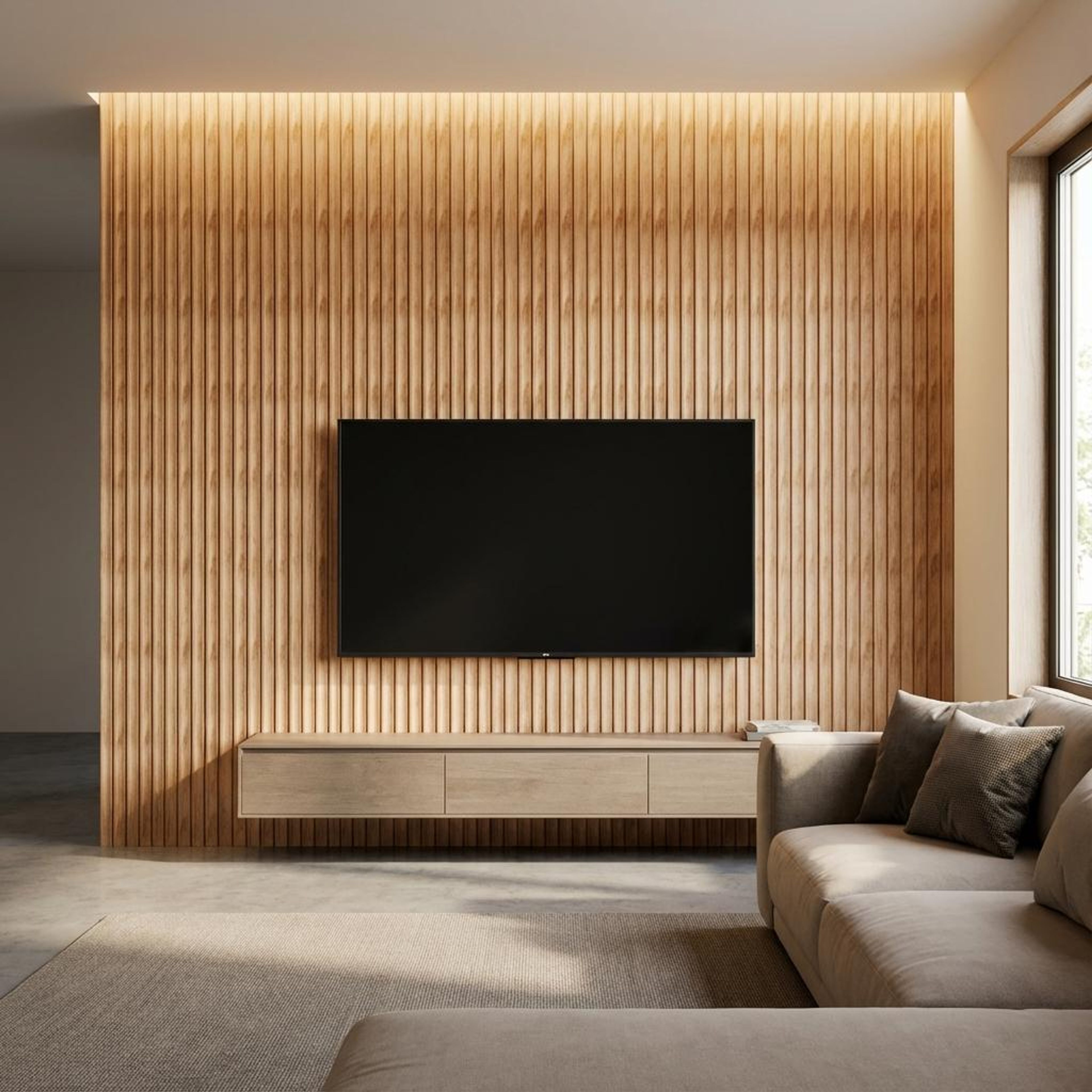 Sora Drift 413 Teak brown Polystyrene Panels | 8 x 0.3 Ft, 12 mm