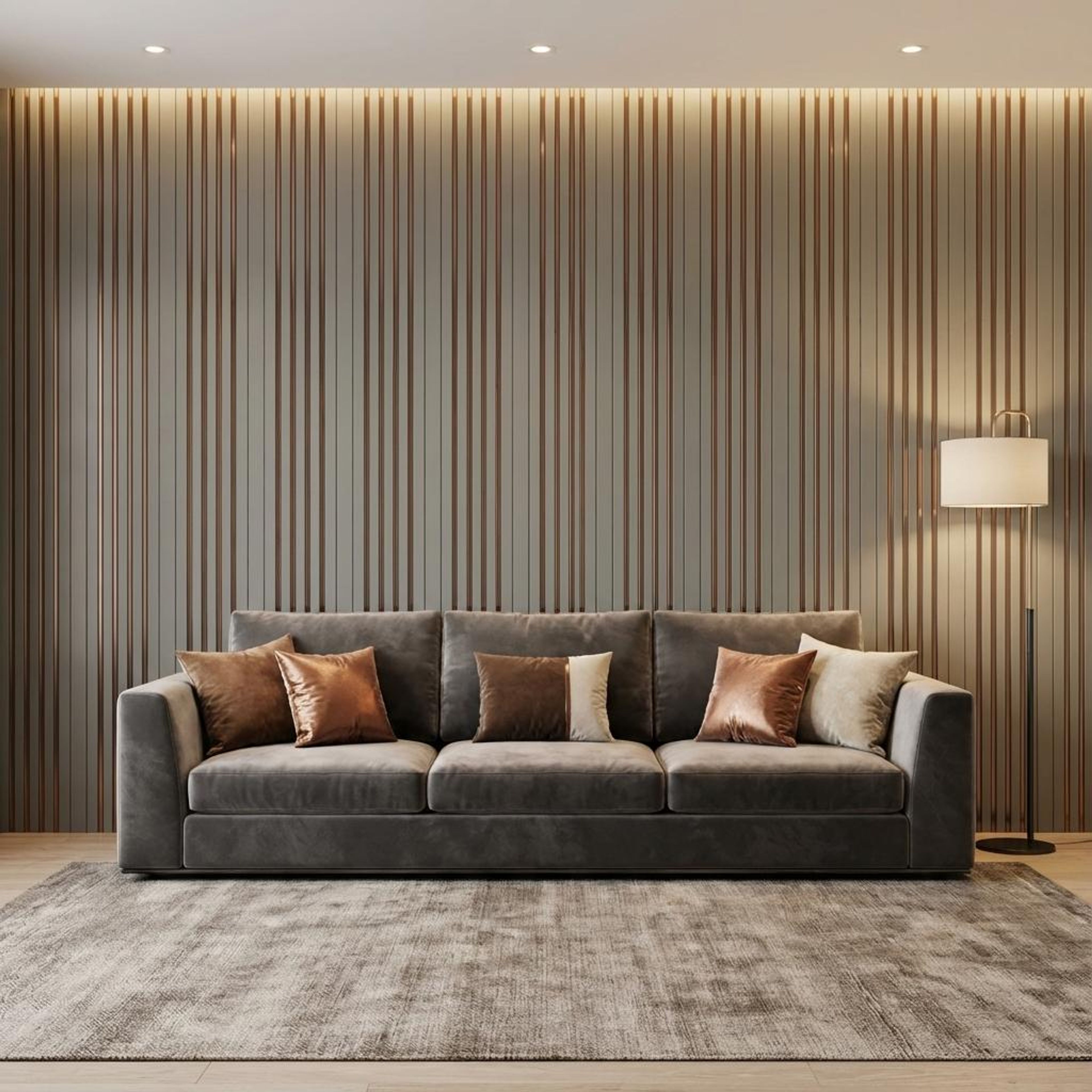 Lune Luxe Khaki Polystyrene Panels | 8 x 0.4 Ft, 12 mm