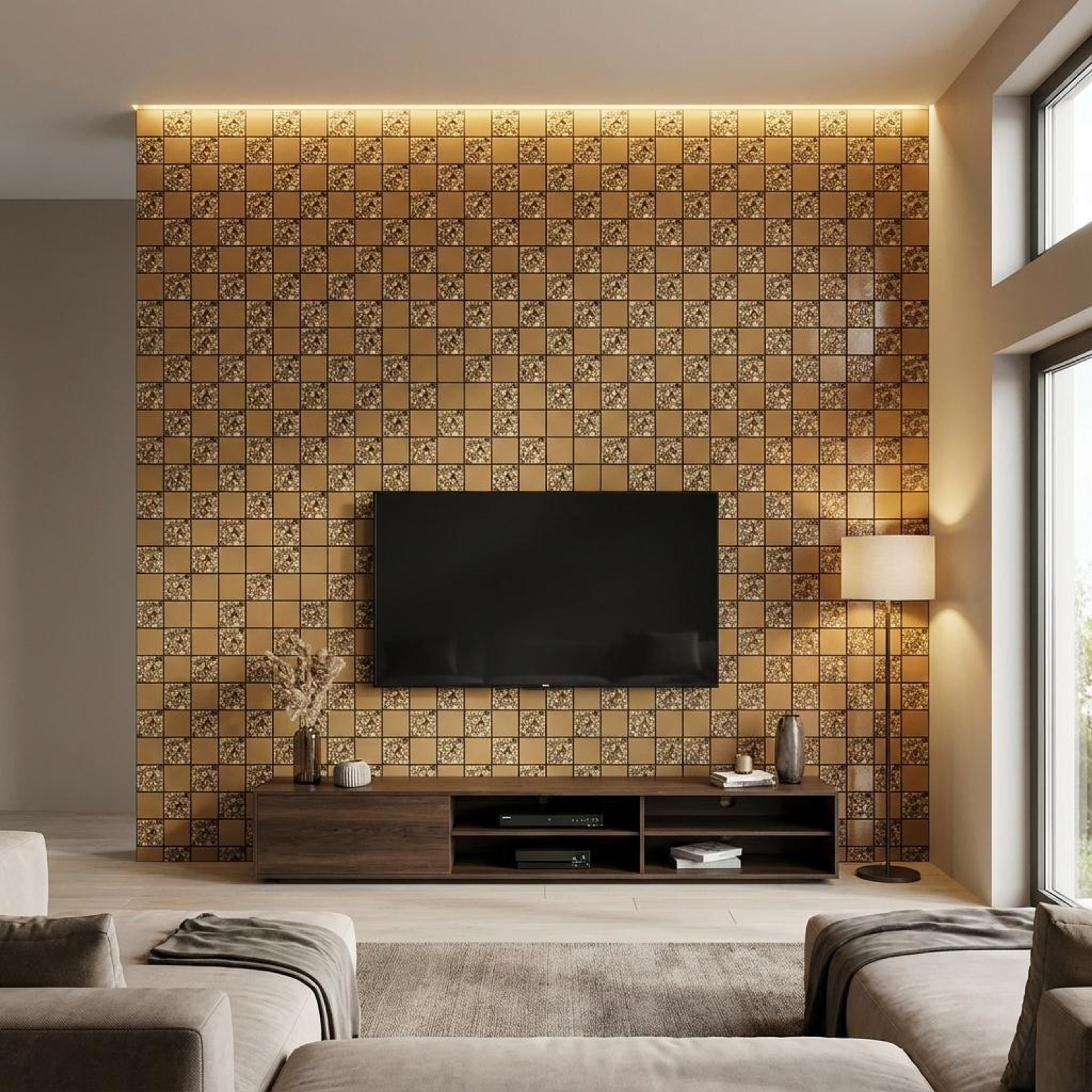 Elan Frost Multi-colour Mirror Panels | 1 x 1 Ft, 5 mm