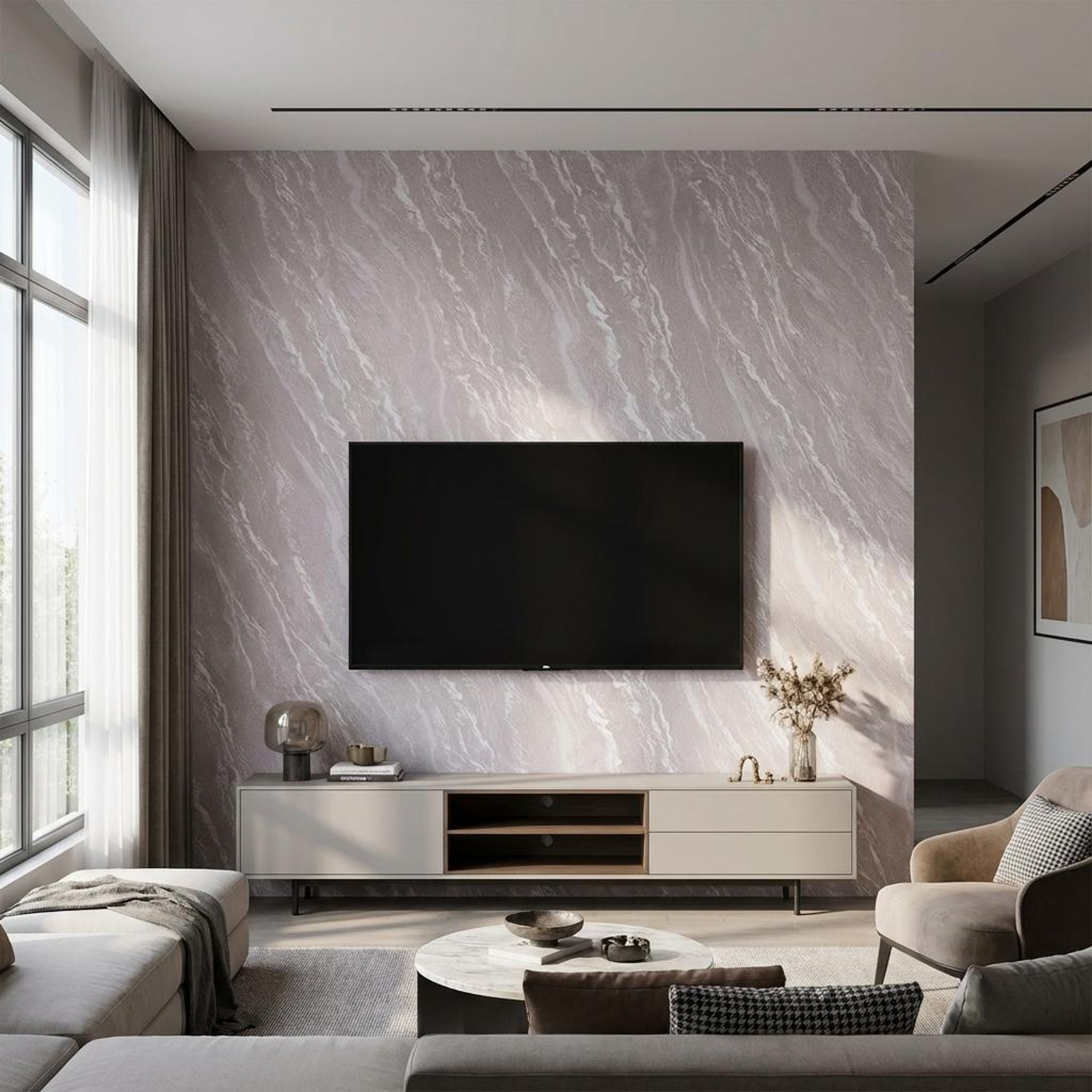 Pure Grain Ivory PVC Panels | 8 x 4 Ft, 3 mm