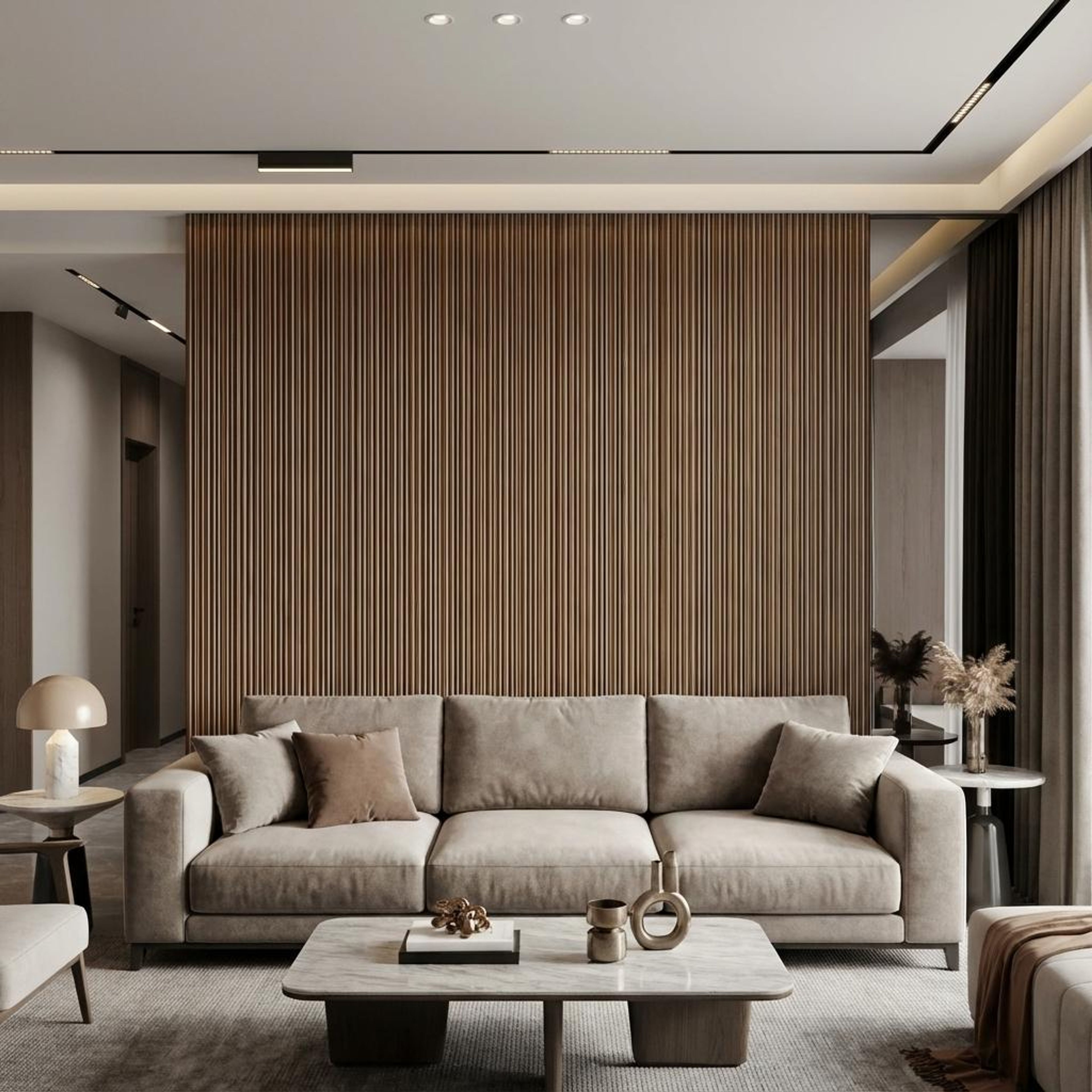 Sora Luxe Light brown Recycled PP Panels | 8 x 0.8 Ft, 10 mm