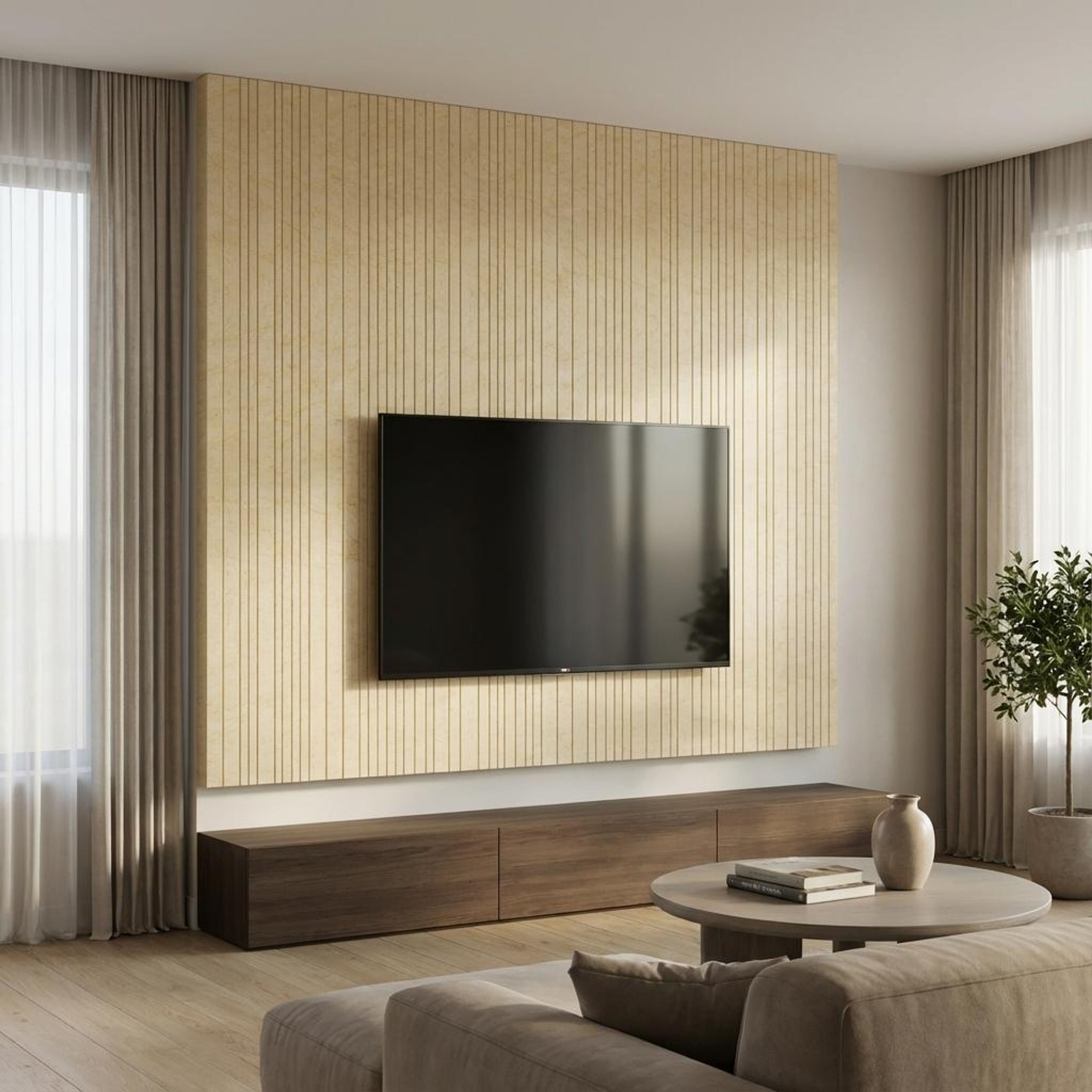 Noir Stone Warm brown Recycled PP Panels | 8 x 0.8 Ft, 10 mm