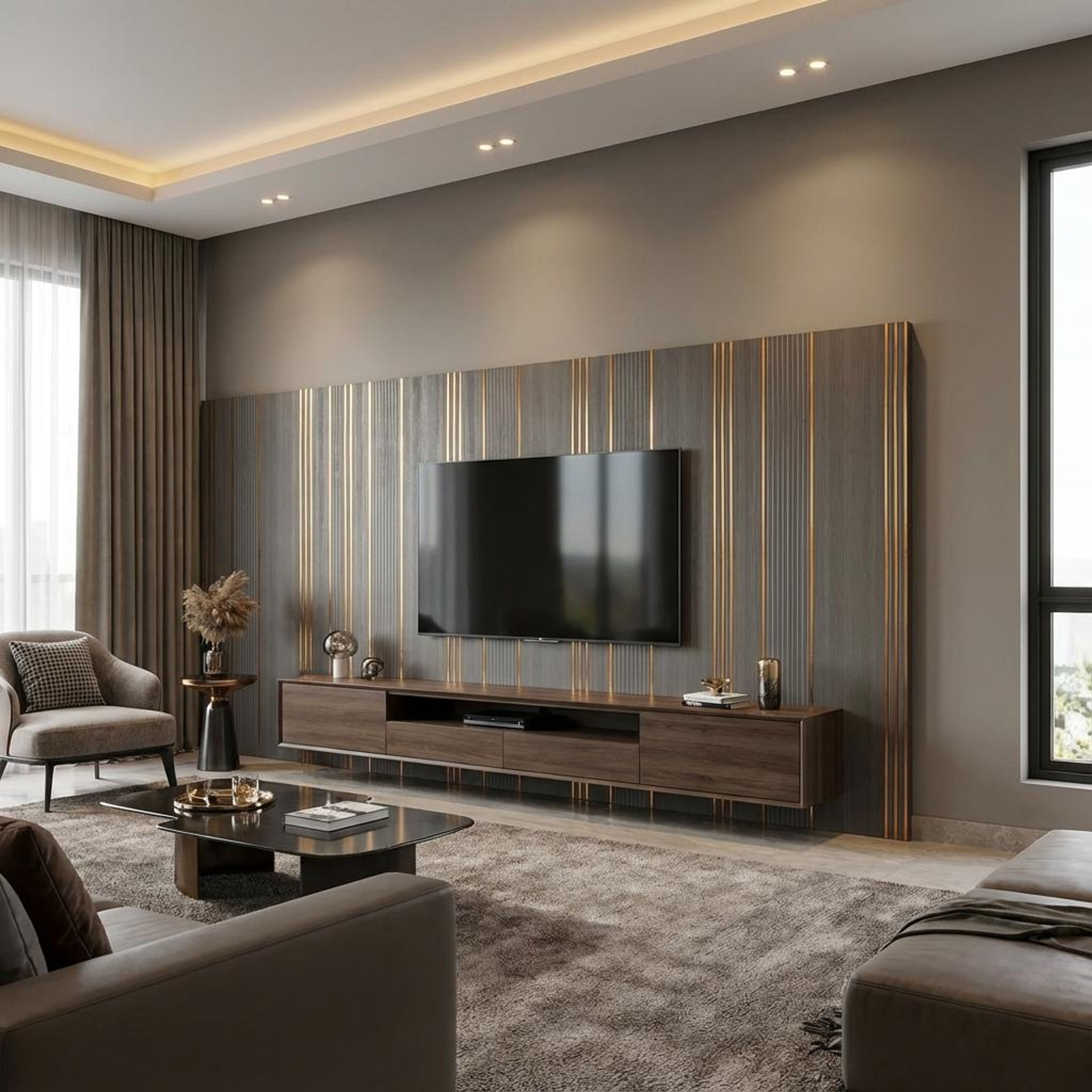 Aura Touch Copper Gold PVC Panels | 8 x 2 Ft, 4 mm