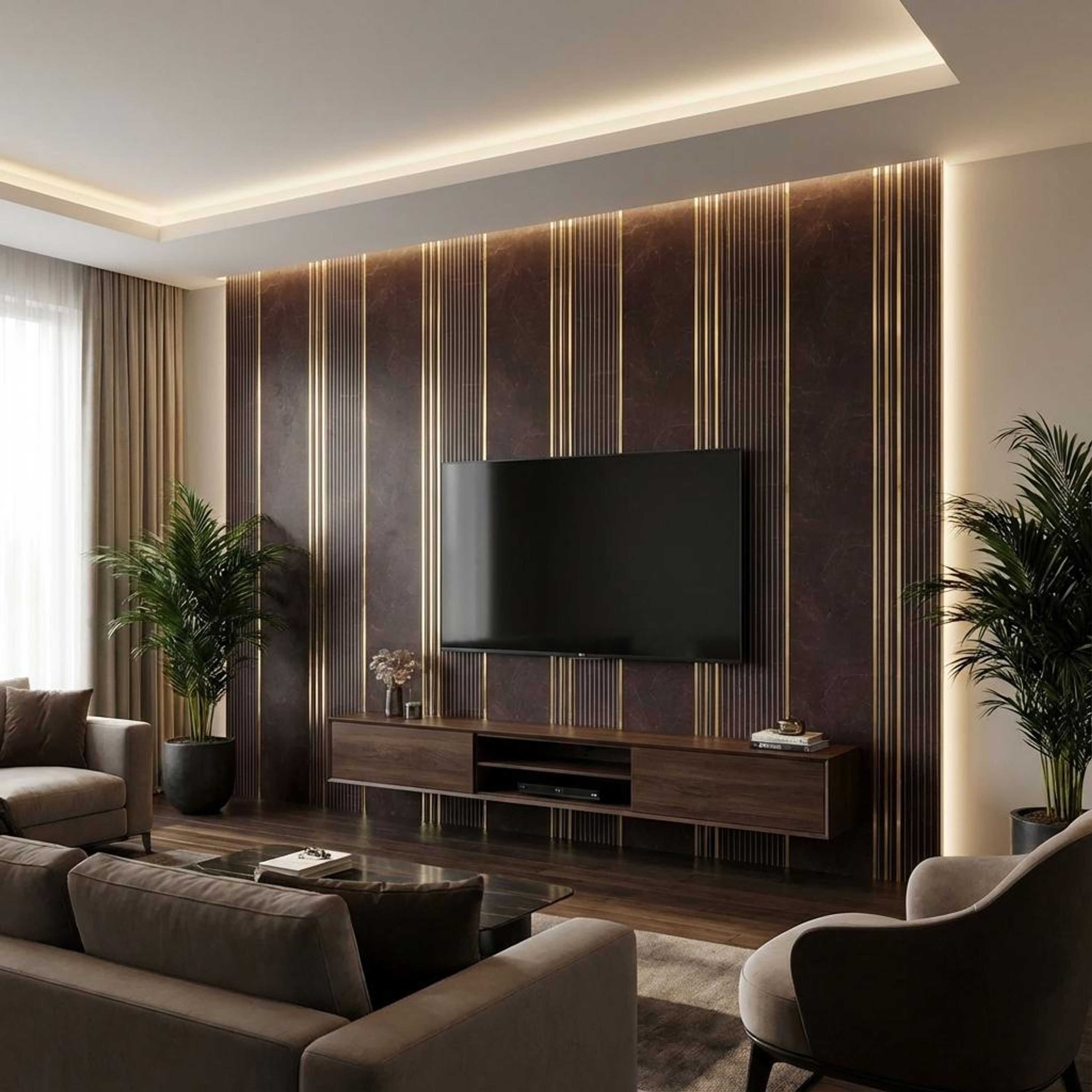 Silva Craft Golden-Brown PVC Panels | 8 x 2 Ft, 4 mm