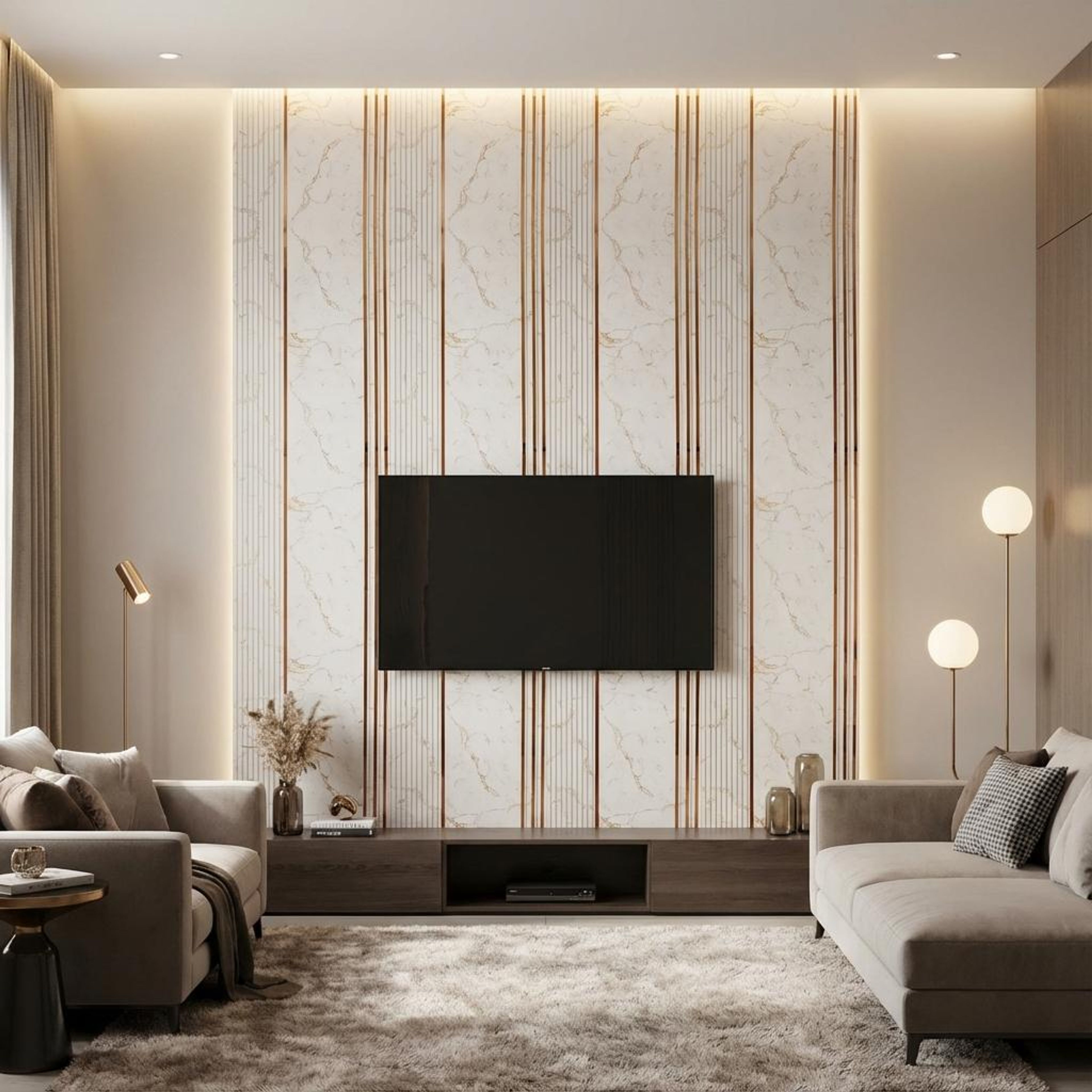 Côte Echo Copper- White PVC Panels | 8 x 2 Ft, 4 mm