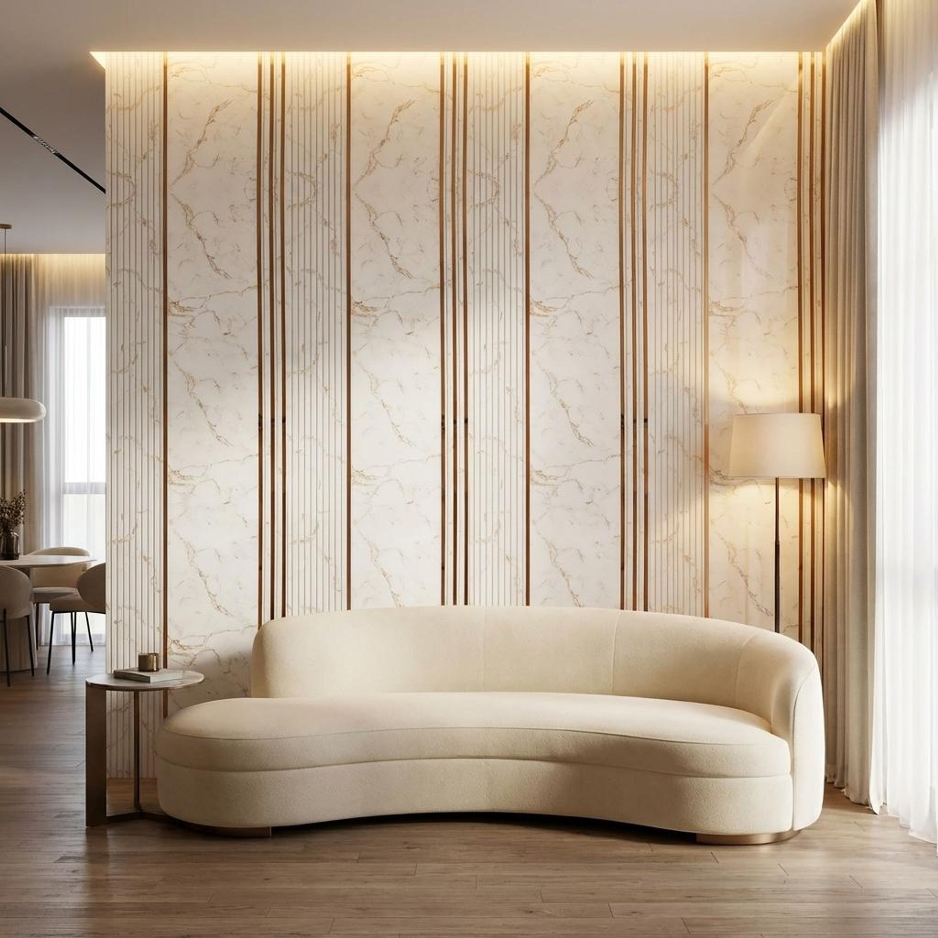Côte Echo Copper- White PVC Panels | 8 x 2 Ft, 4 mm
