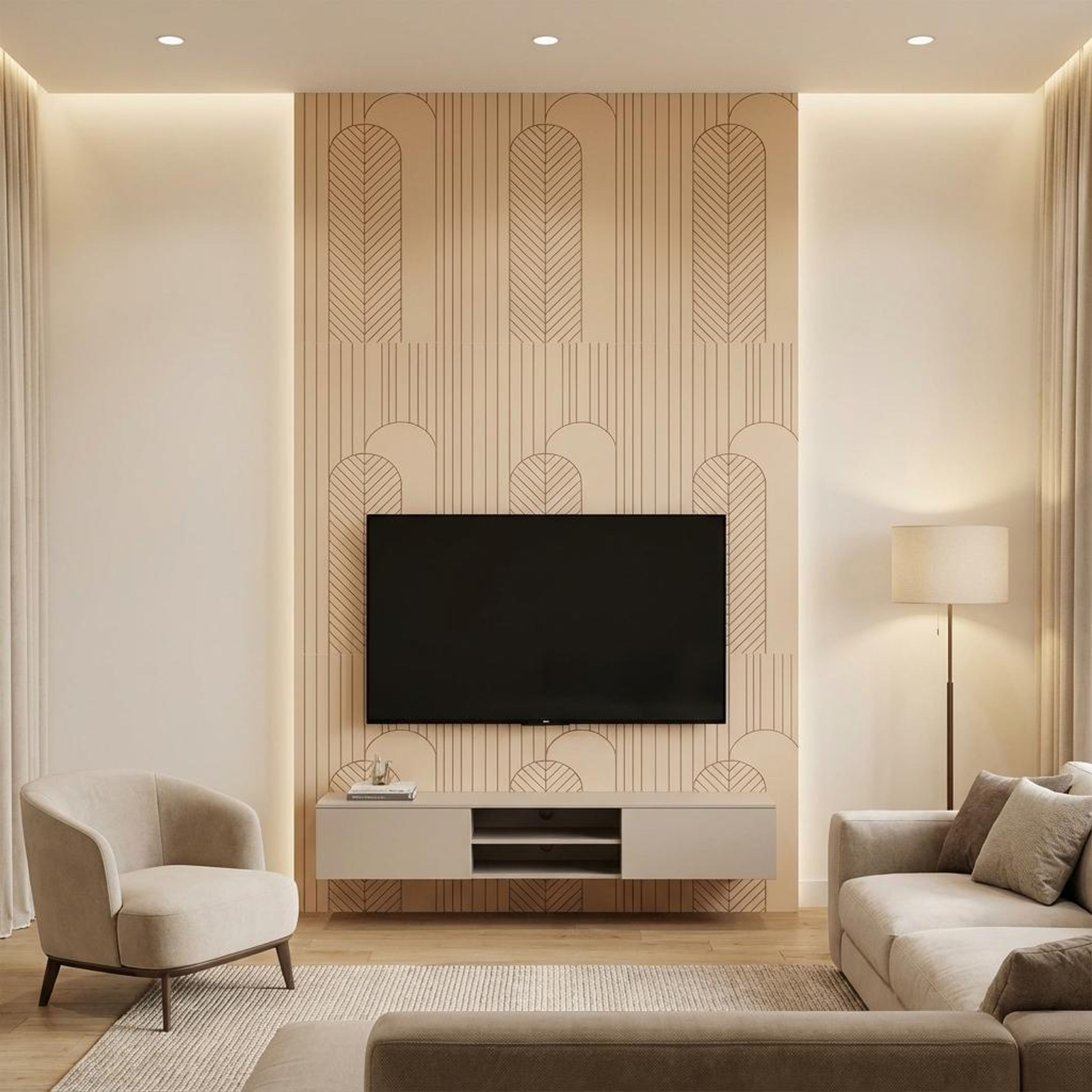 Prime Creek Light Beige Engineered Wood Panels | 8 x 4 Ft, 6 mm