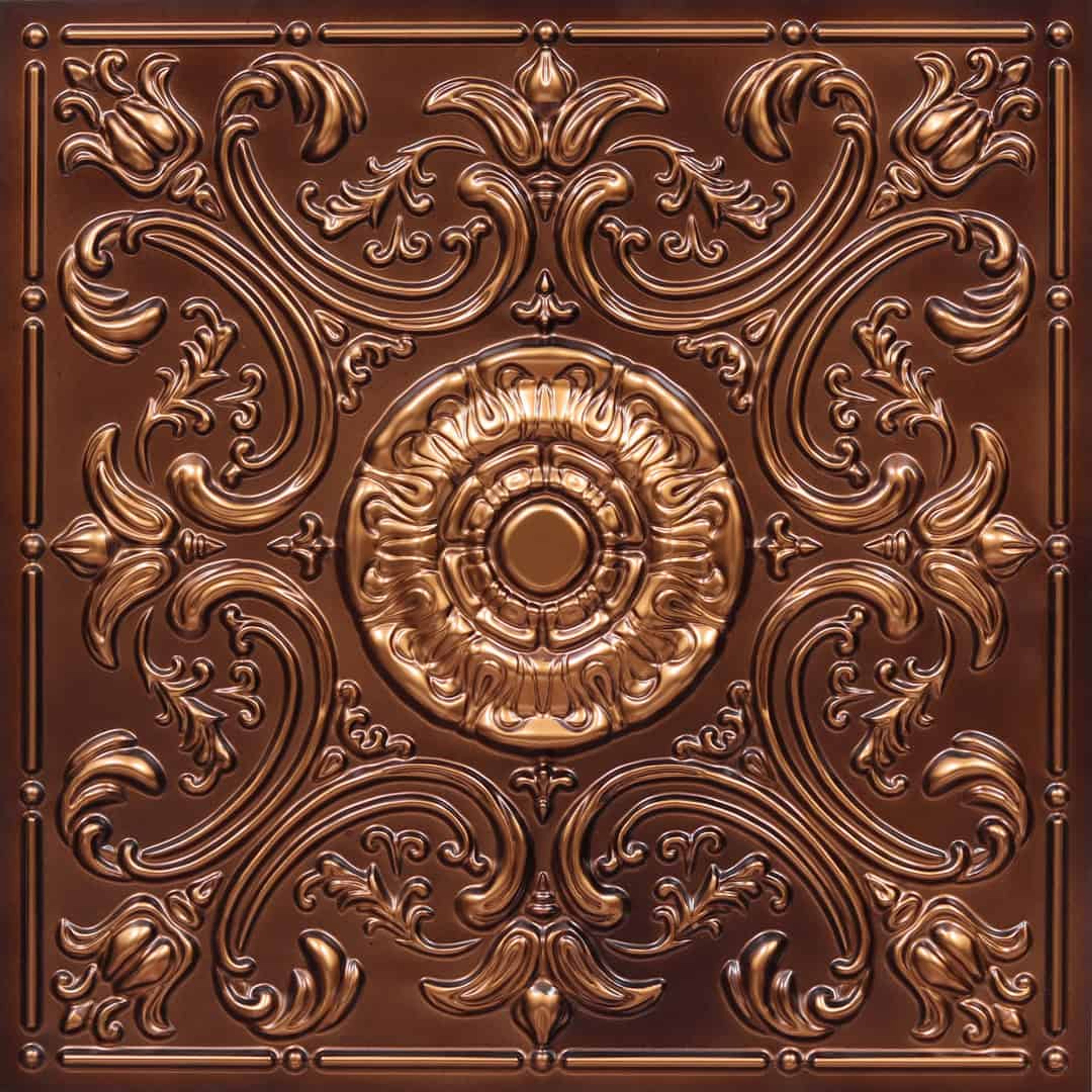 Sophisticated Brushed Gold - Baali Botanical - Gold, Brown - Decorative Ceiling Panel - 2 ft x 2 ft