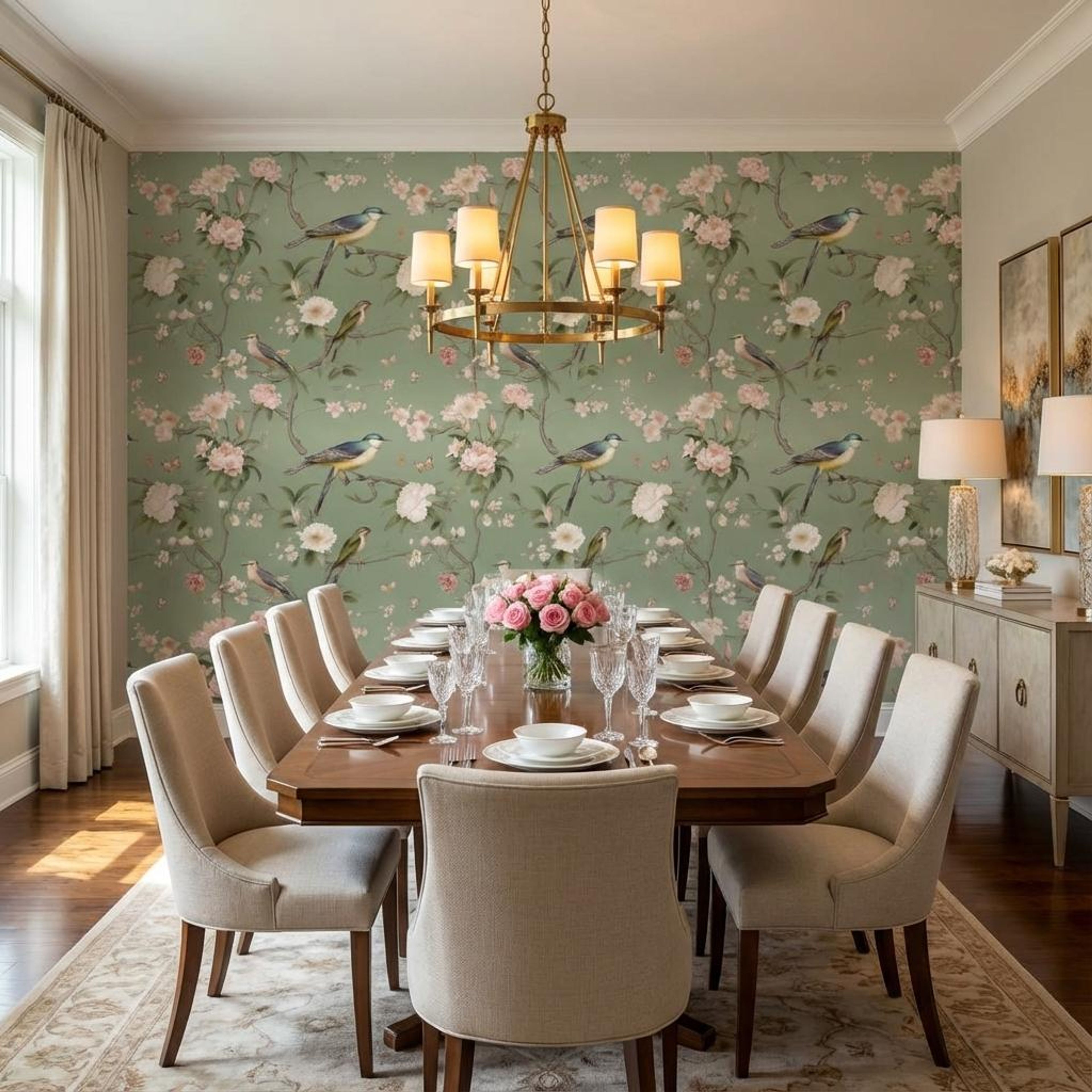 Whispering Wings, Whiskers & Blossoms, Wallpaper, 54 sft