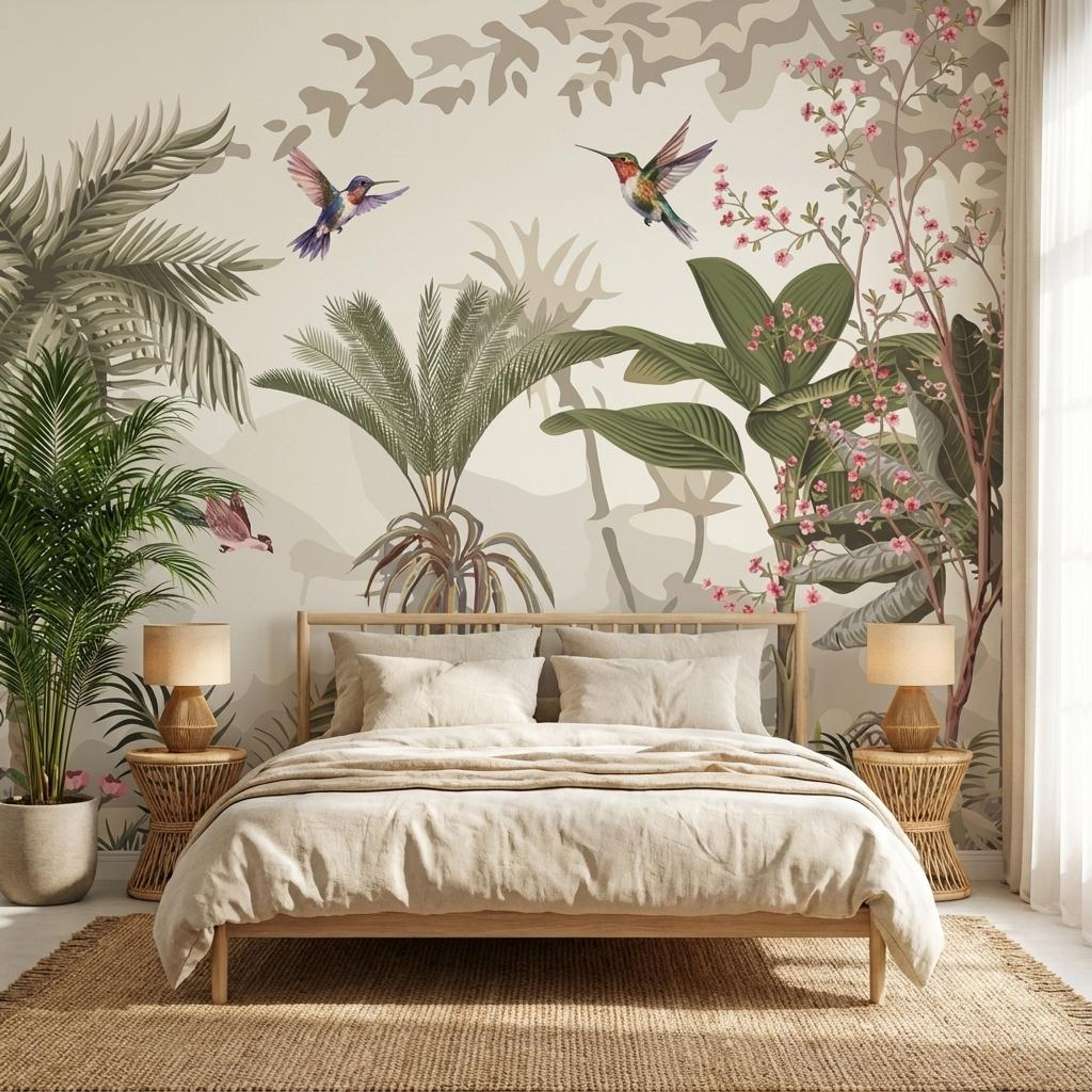 Song of the Palms, Whiskers & Blossoms, Wallpaper, 58 sft