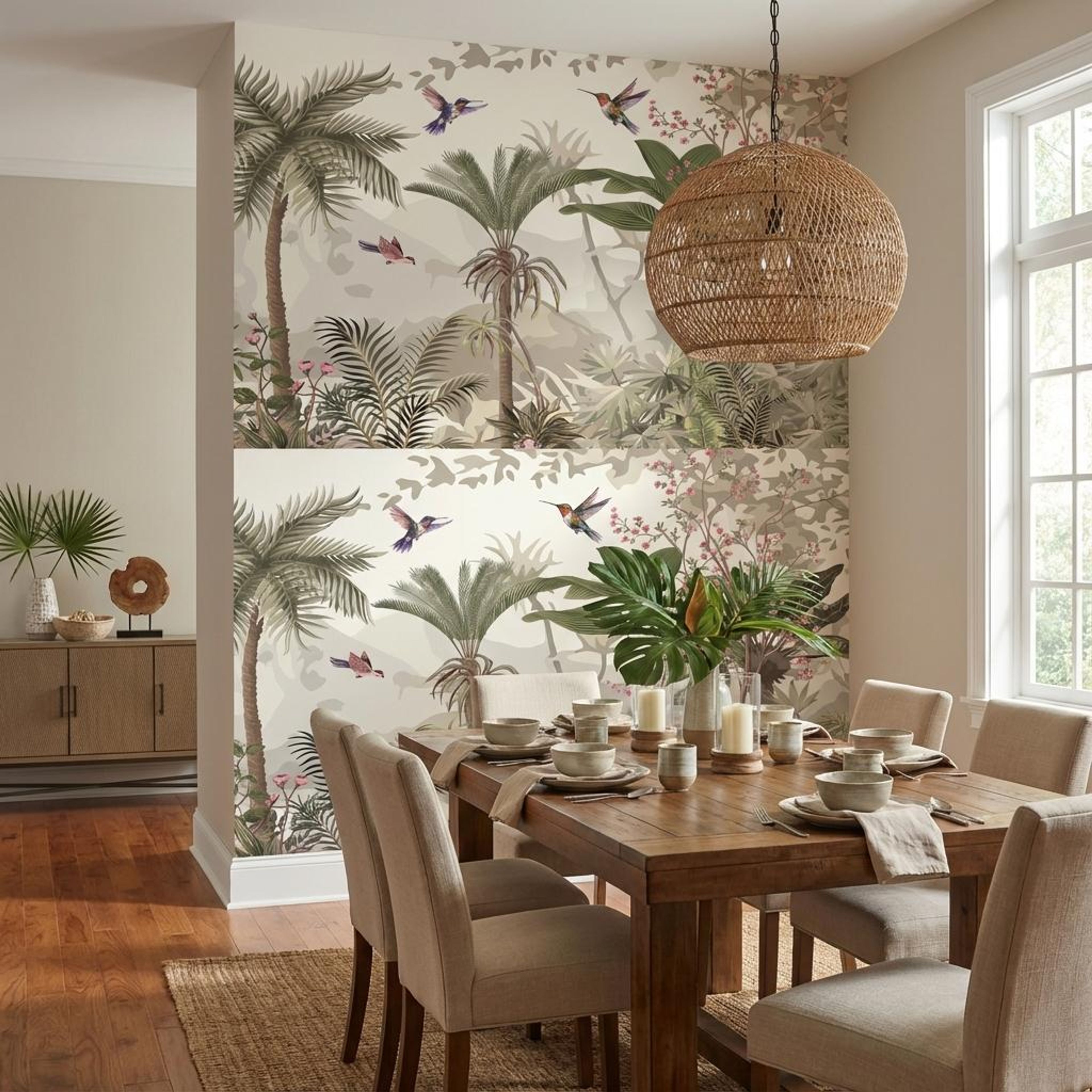 Song of the Palms, Whiskers & Blossoms, Wallpaper, 58 sft