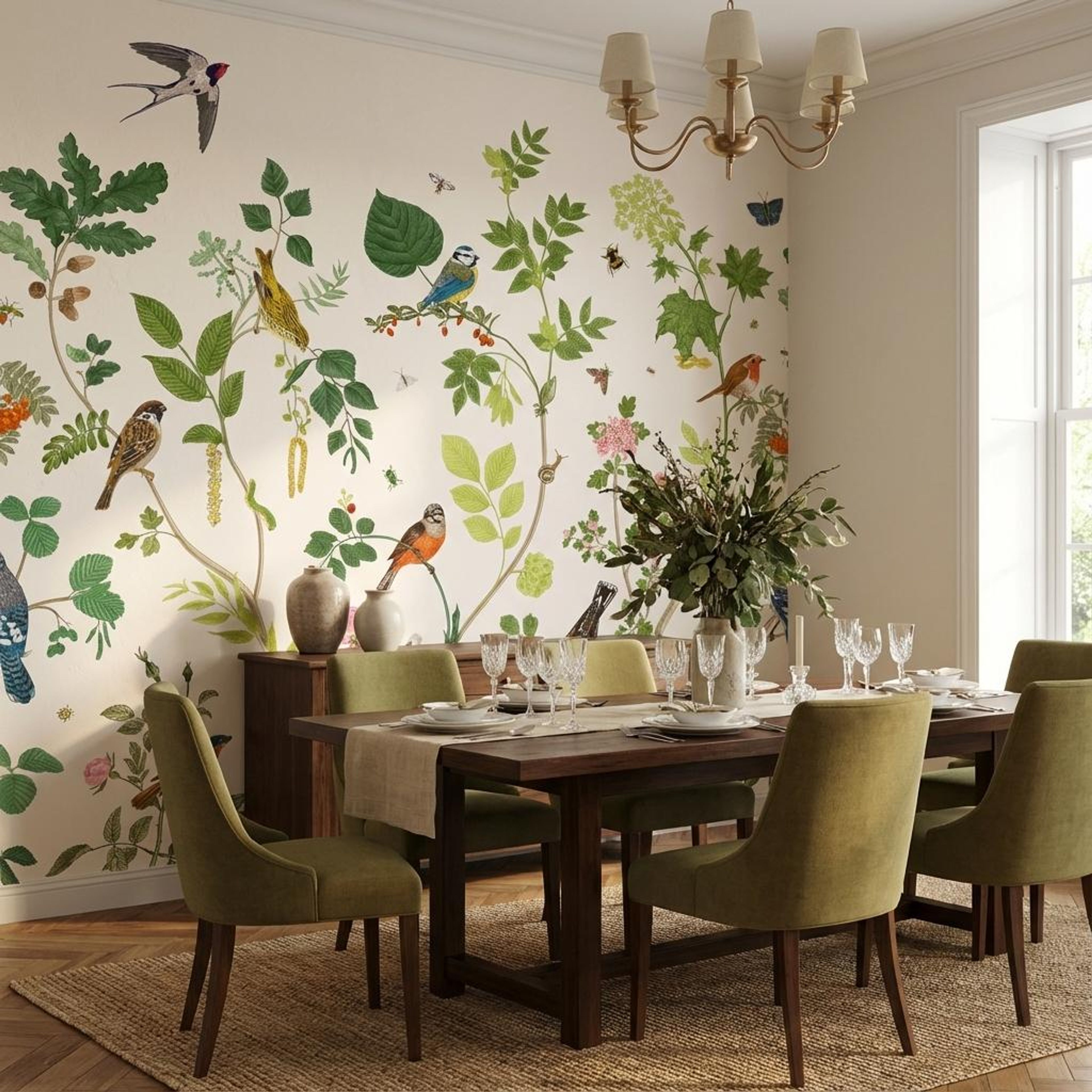 Tree-top Tunes, Whiskers & Blossoms, Wallpaper, 54 sft