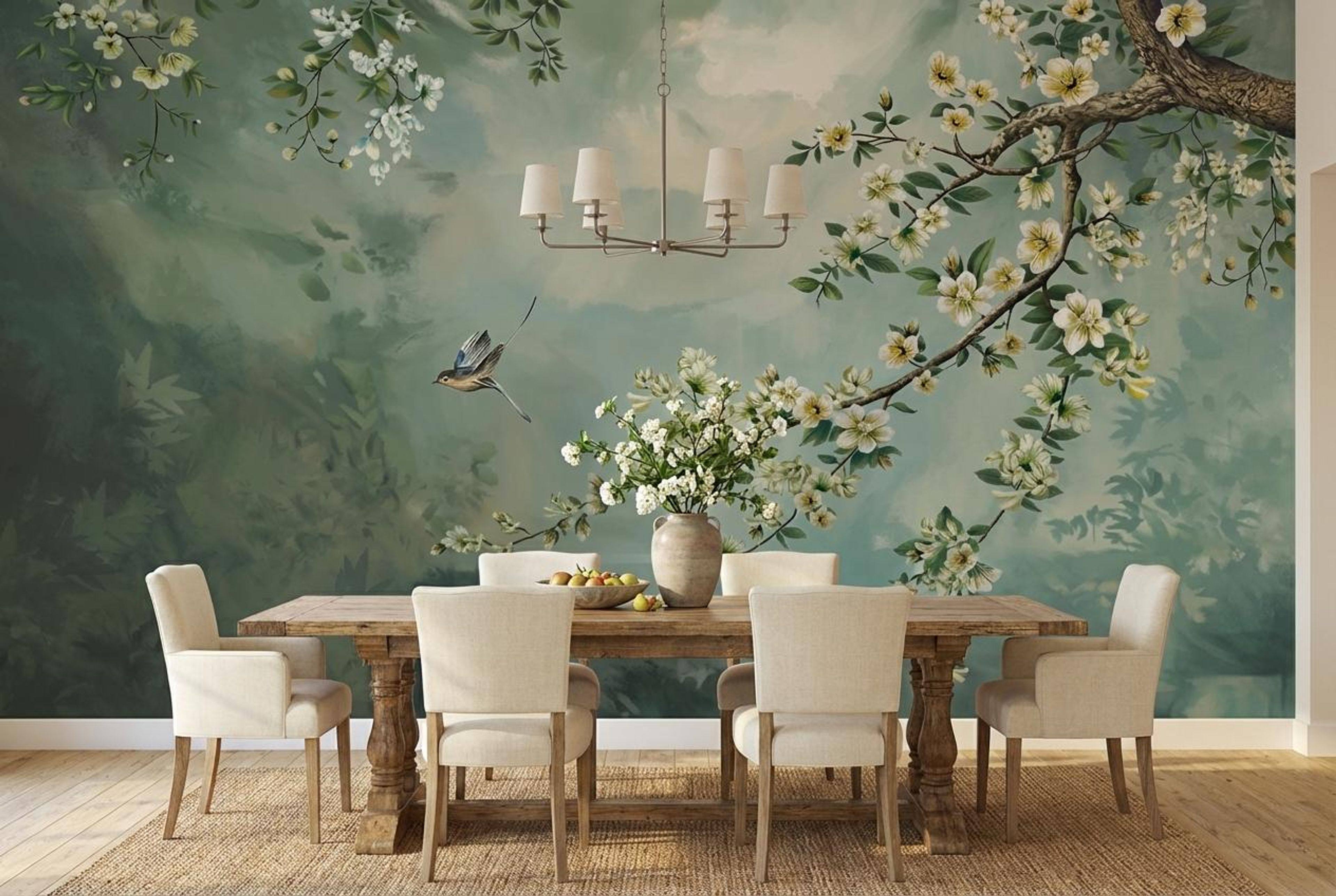 Tree of Songbirds, Whiskers & Blossoms, Wallpaper, 54 sft