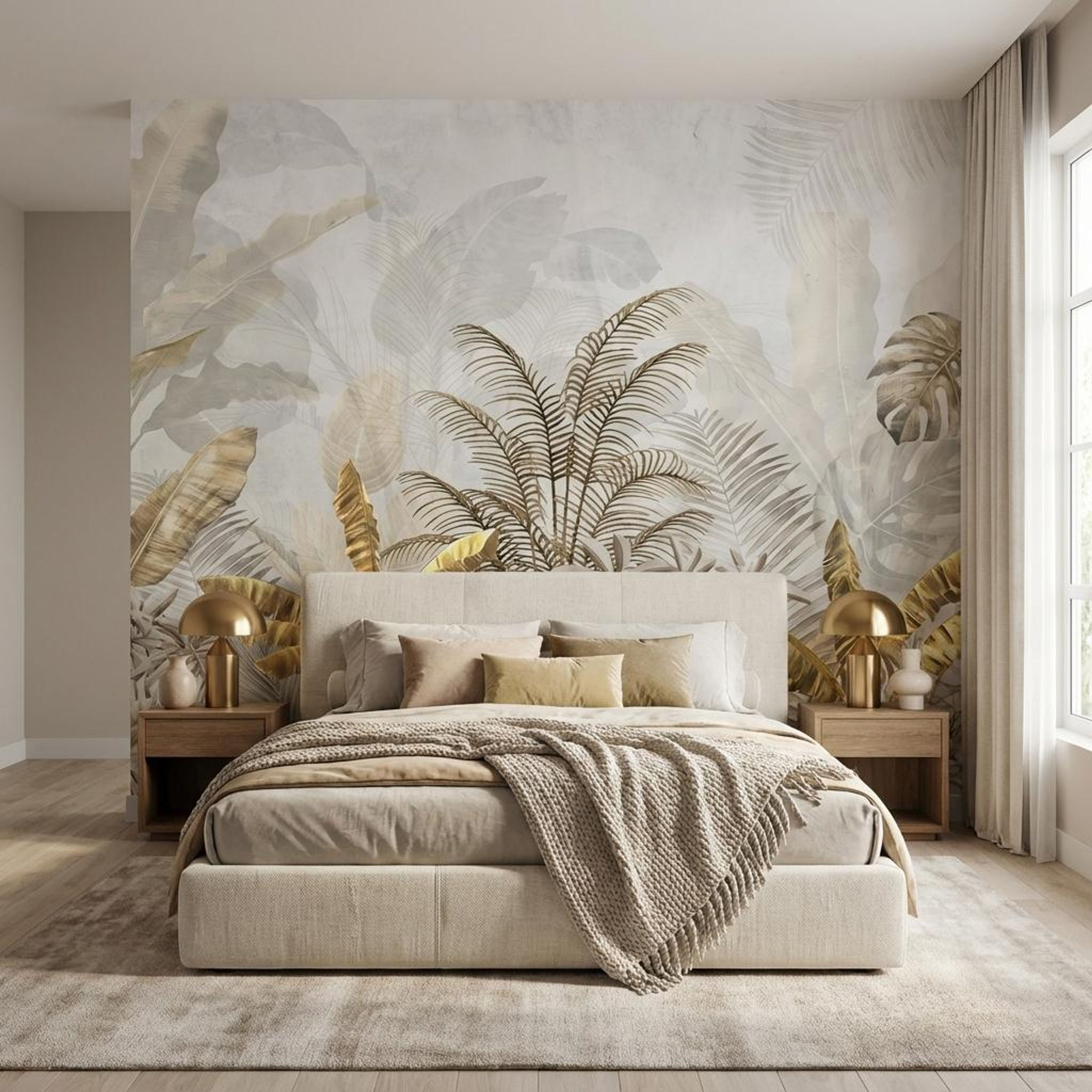 Tropical Retreat- Gold, Tropical Realm, Wallpaper, 58 sft