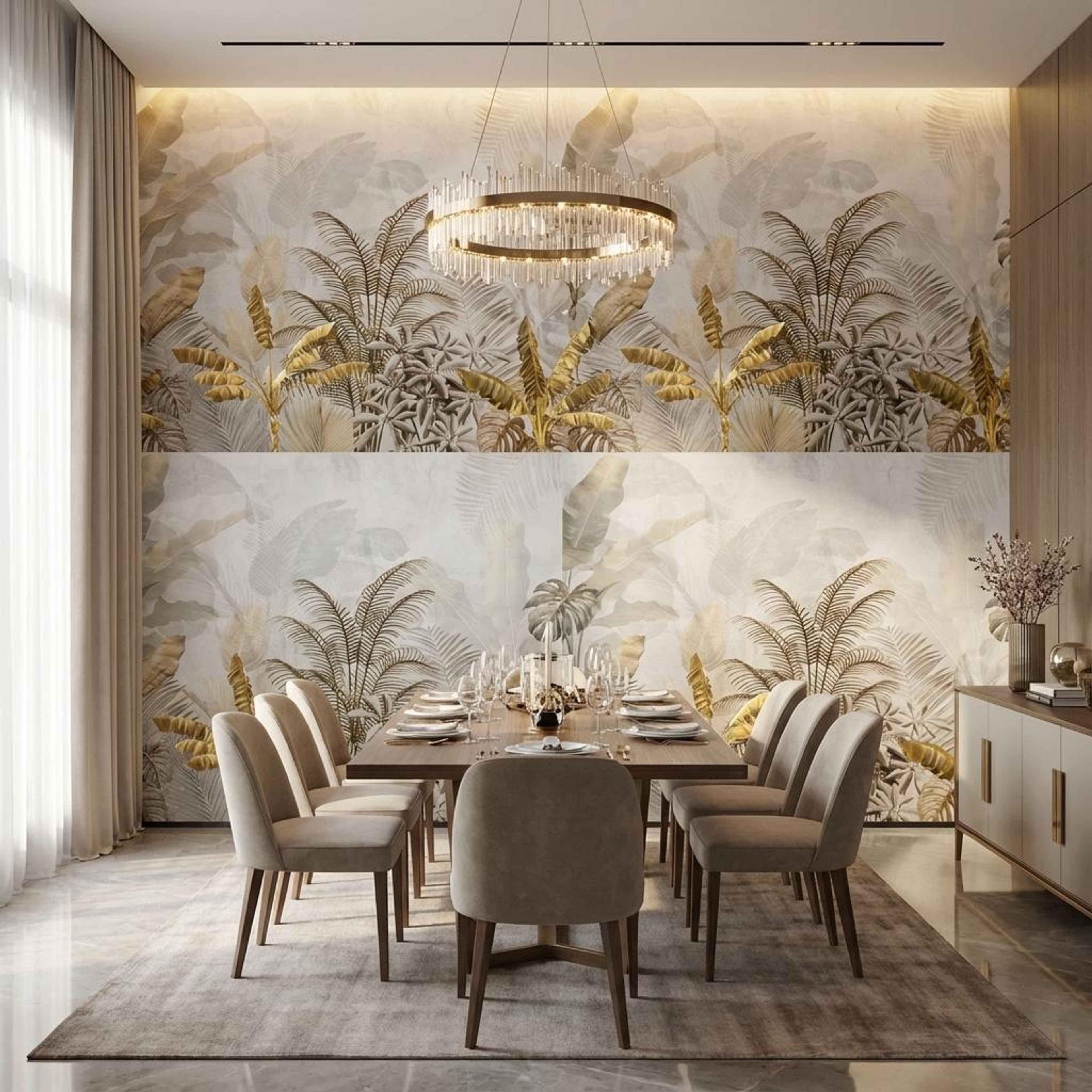 Tropical Retreat- Gold, Tropical Realm, Wallpaper, 58 sft