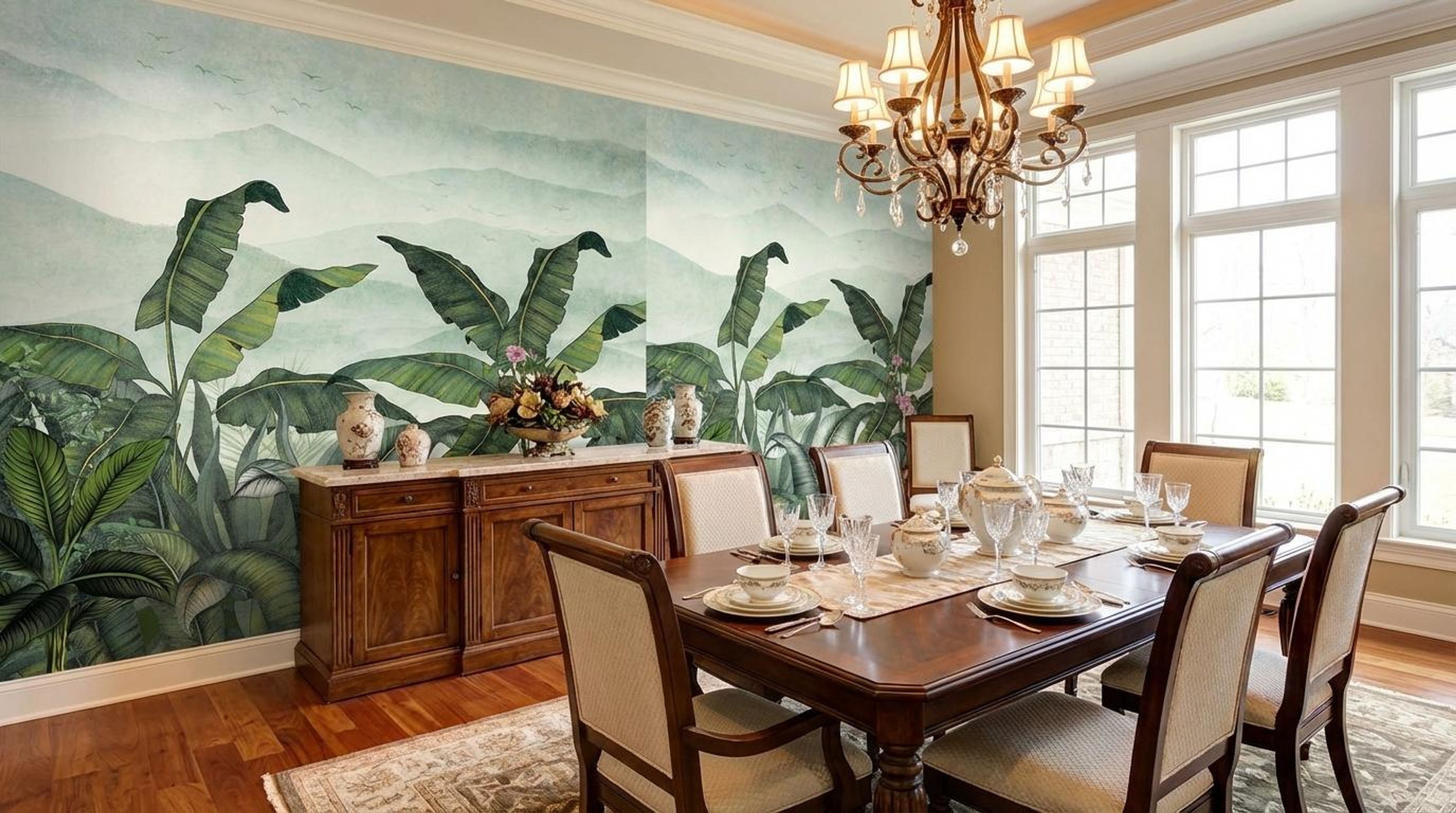 Tropical Retreat- Dusk, Tropical Realm, Wallpaper, 58 sft