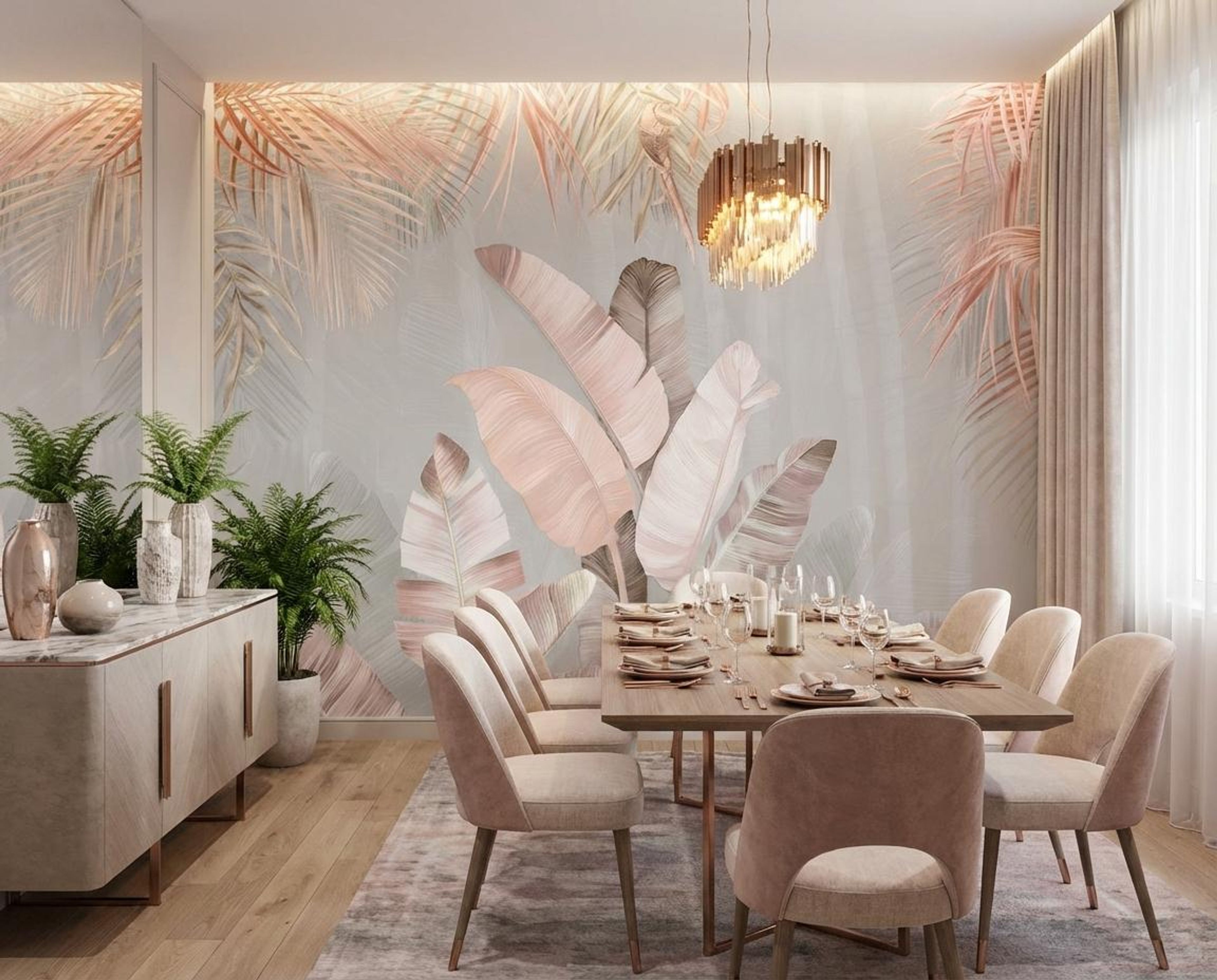 Feathered Dreams, Tropical Realm, Wallpaper, 54 sft