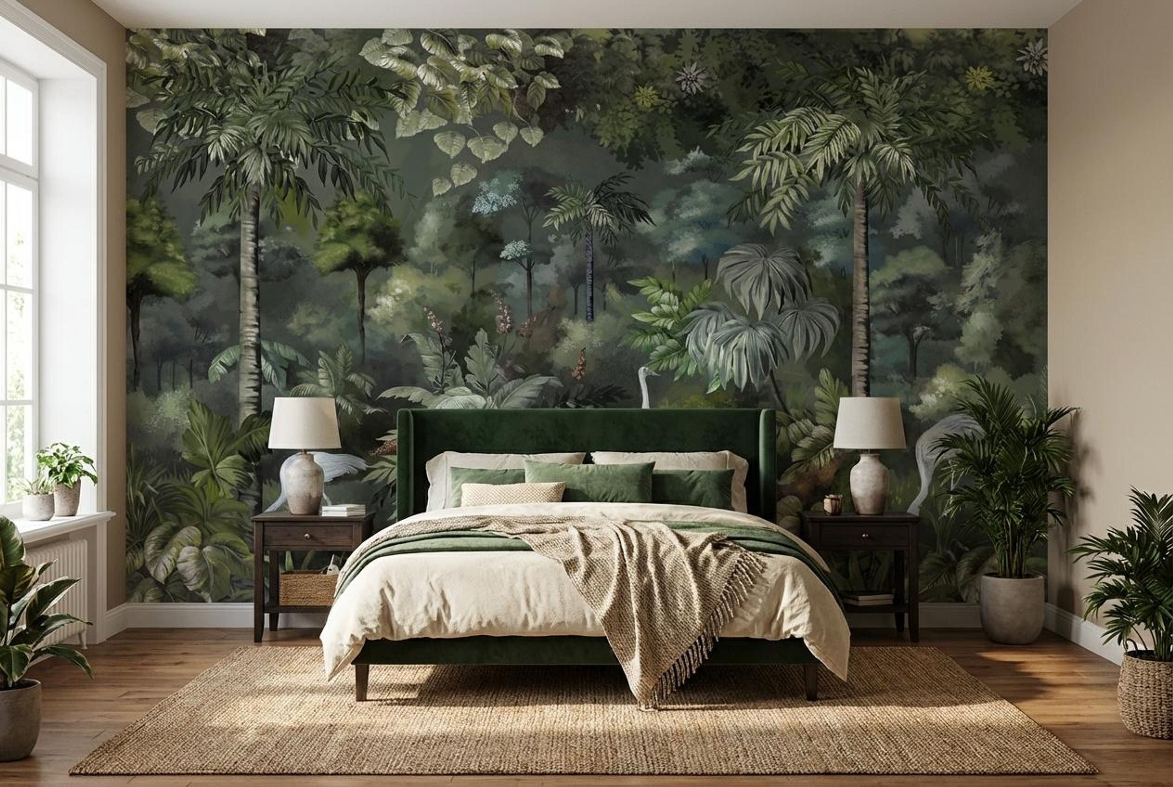 Tropical Swan Serenity, Tropical Realm, Wallpaper, 54 sft