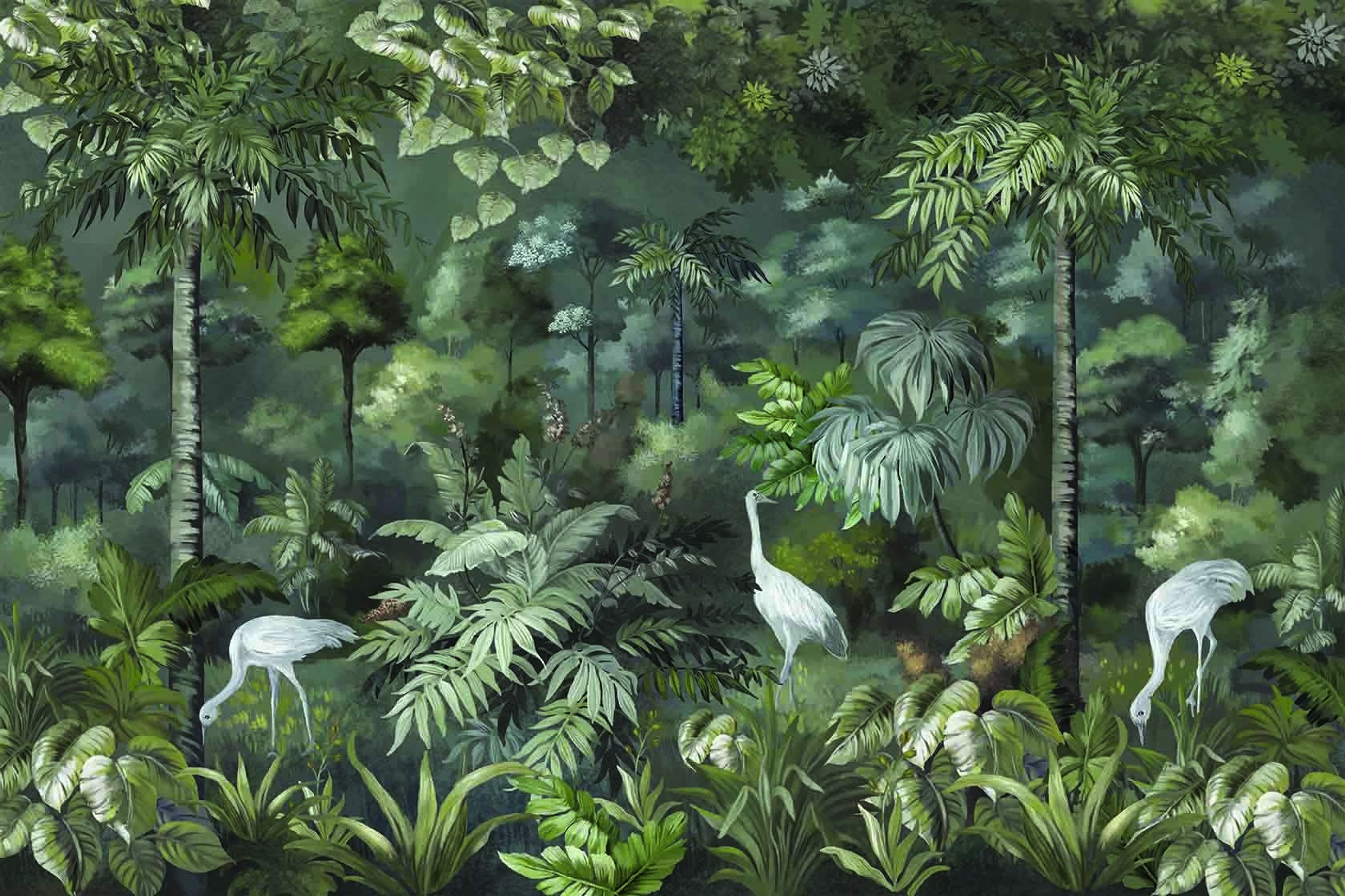 Tropical Swan Serenity, Tropical Realm, Wallpaper, 54 sft