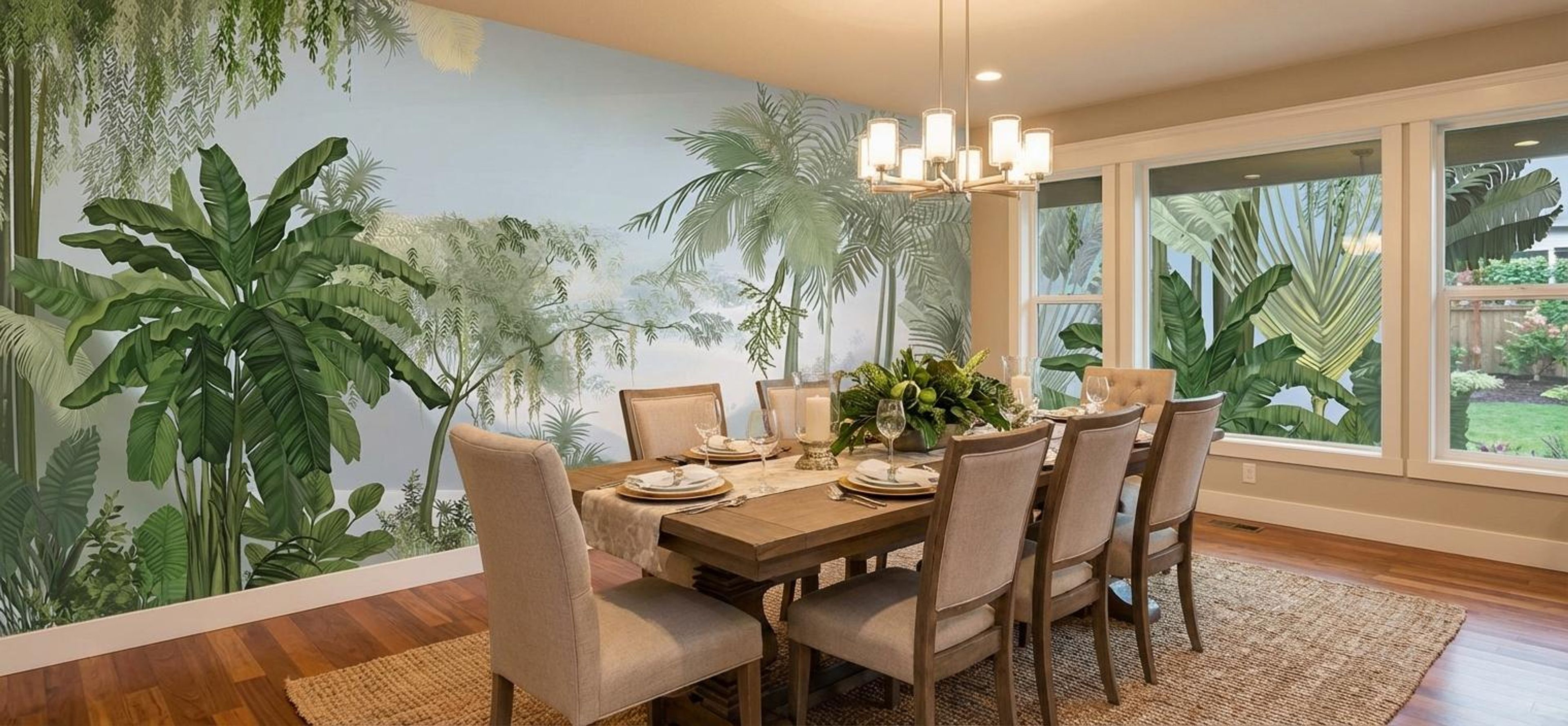 Tropical Retreat Blue, Tropical Realm, Wallpaper, 54 sft