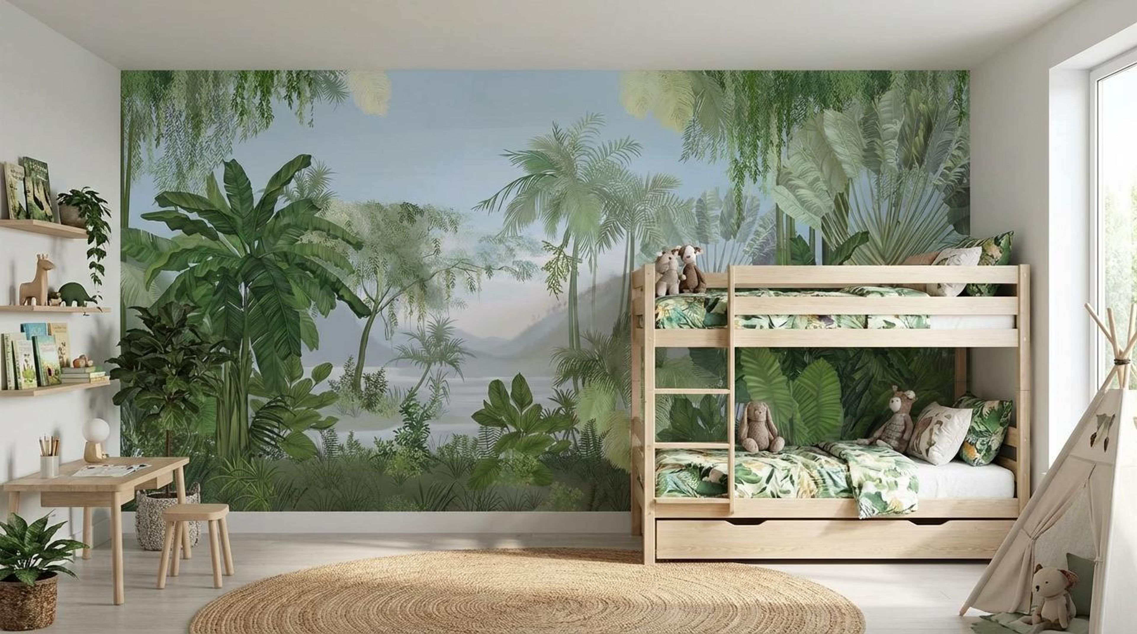 Tropical Retreat Blue, Tropical Realm, Wallpaper, 54 sft