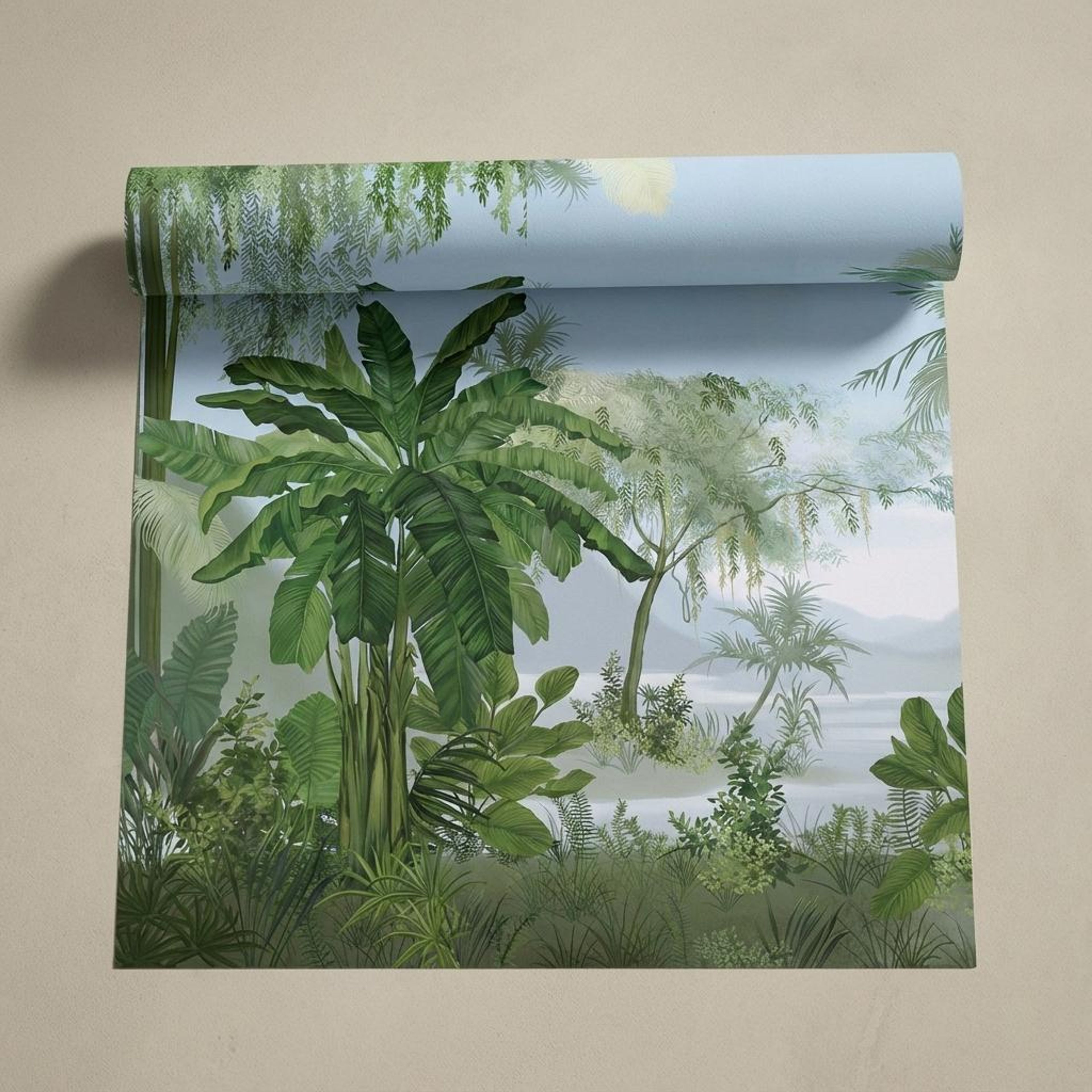 Tropical Retreat Blue, Tropical Realm, Wallpaper, 54 sft