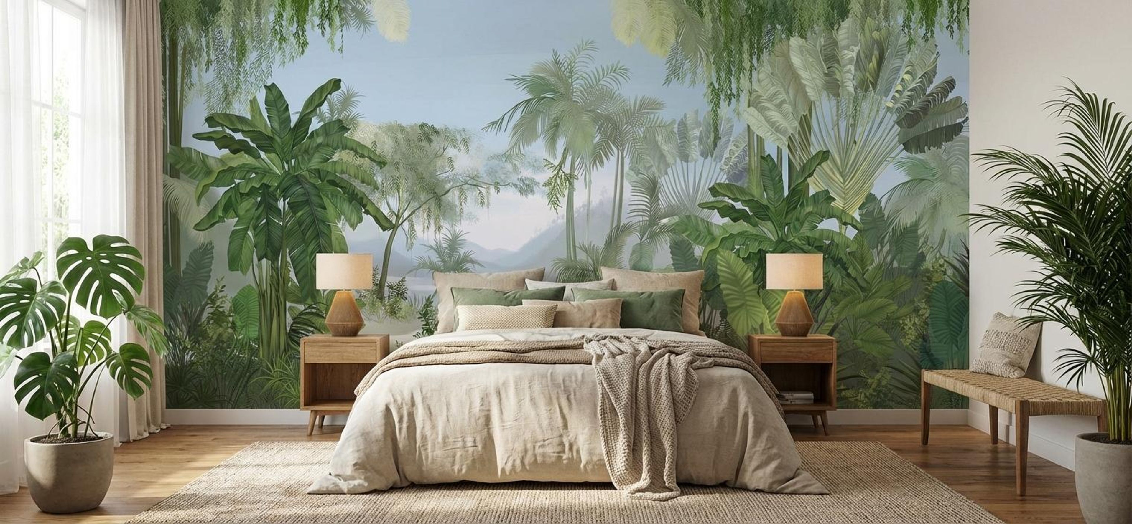 Tropical Retreat Blue, Tropical Realm, Wallpaper, 54 sft
