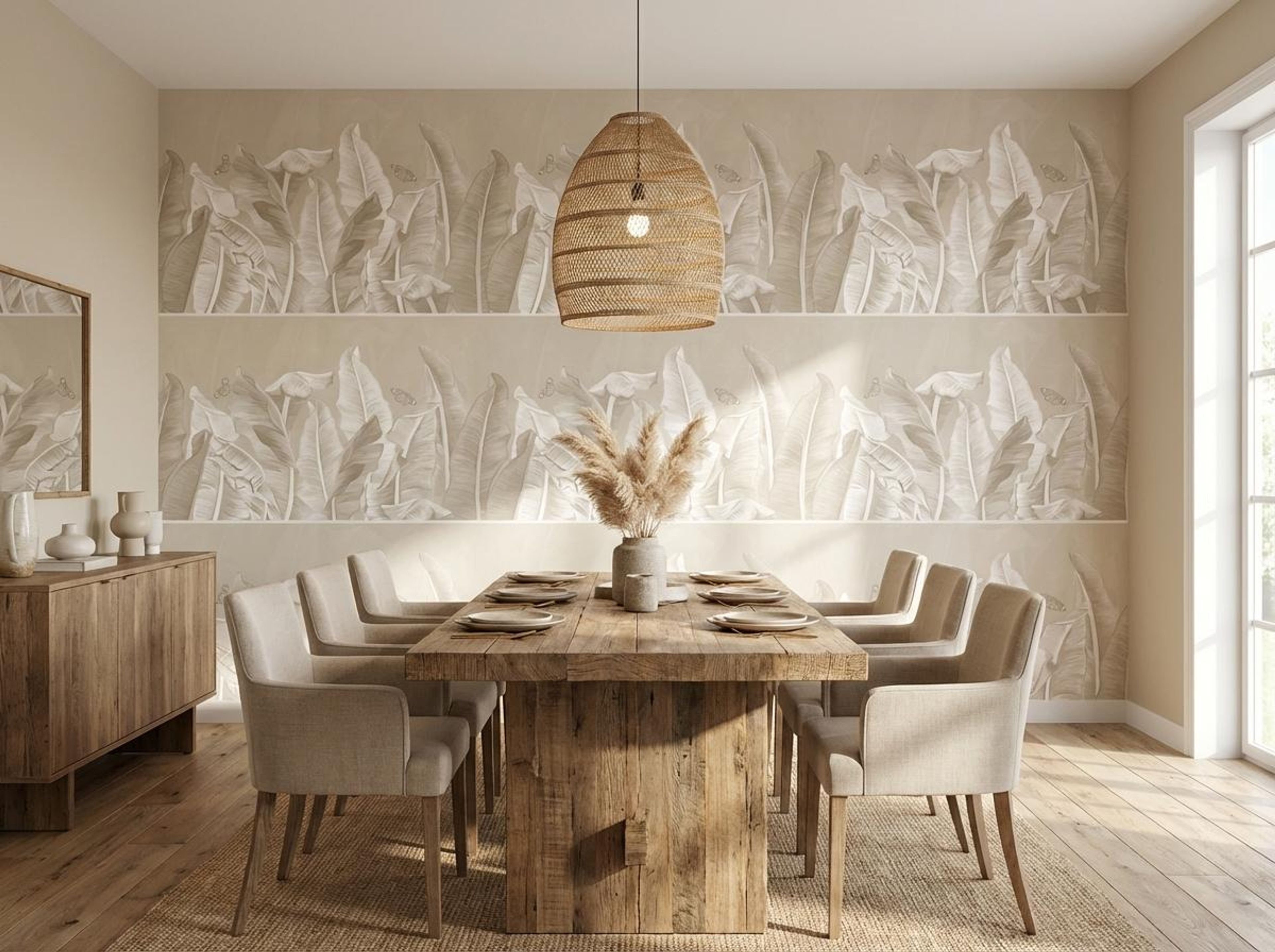 Feathered Palmette, Scenic escape, Wallpaper, 54 sft