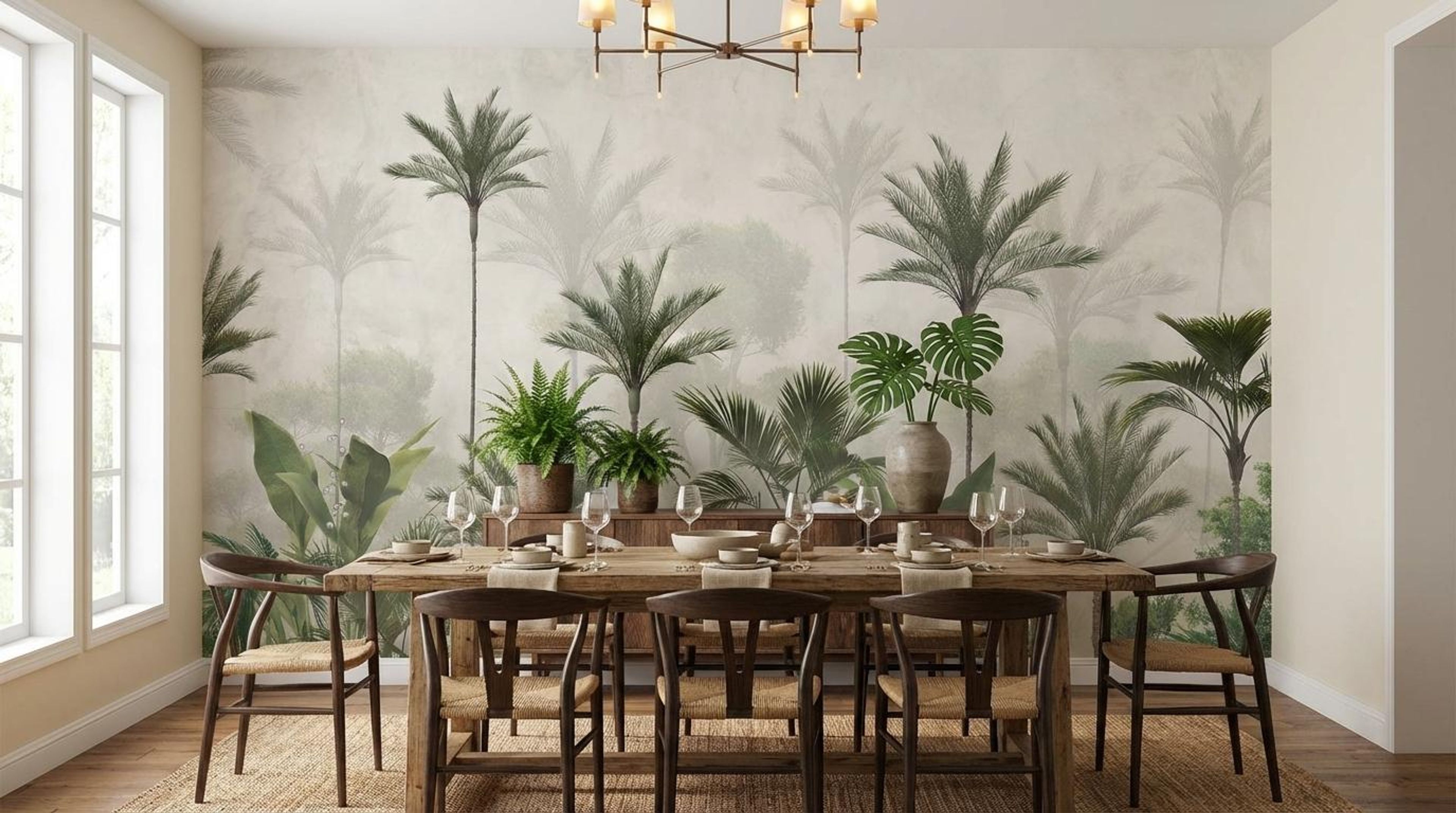 Jungle Oasis, Scenic escape, Wallpaper, 54 sft