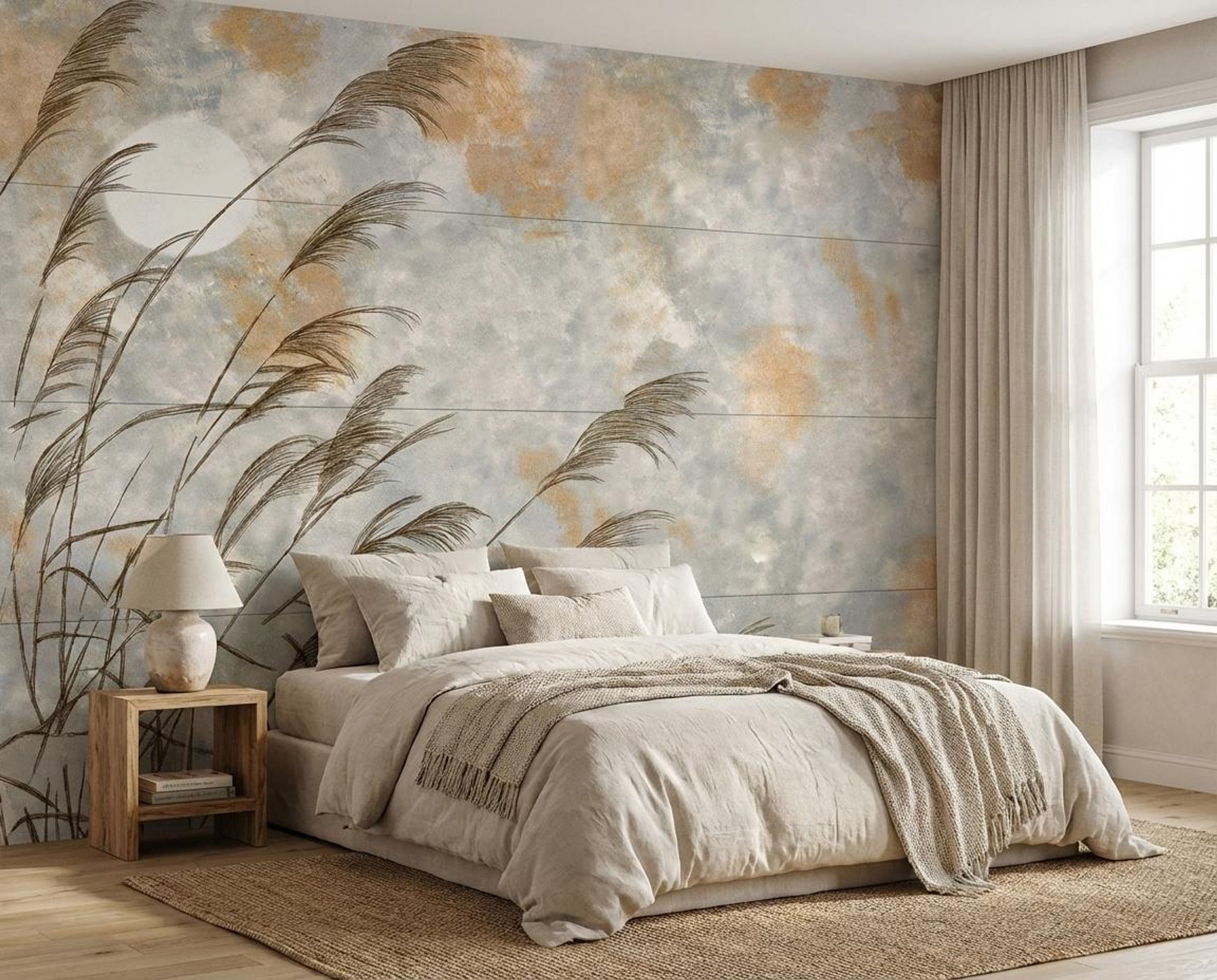 Calm Horizon Grasses, Nature’s Haven, Wallpaper, 58 sft