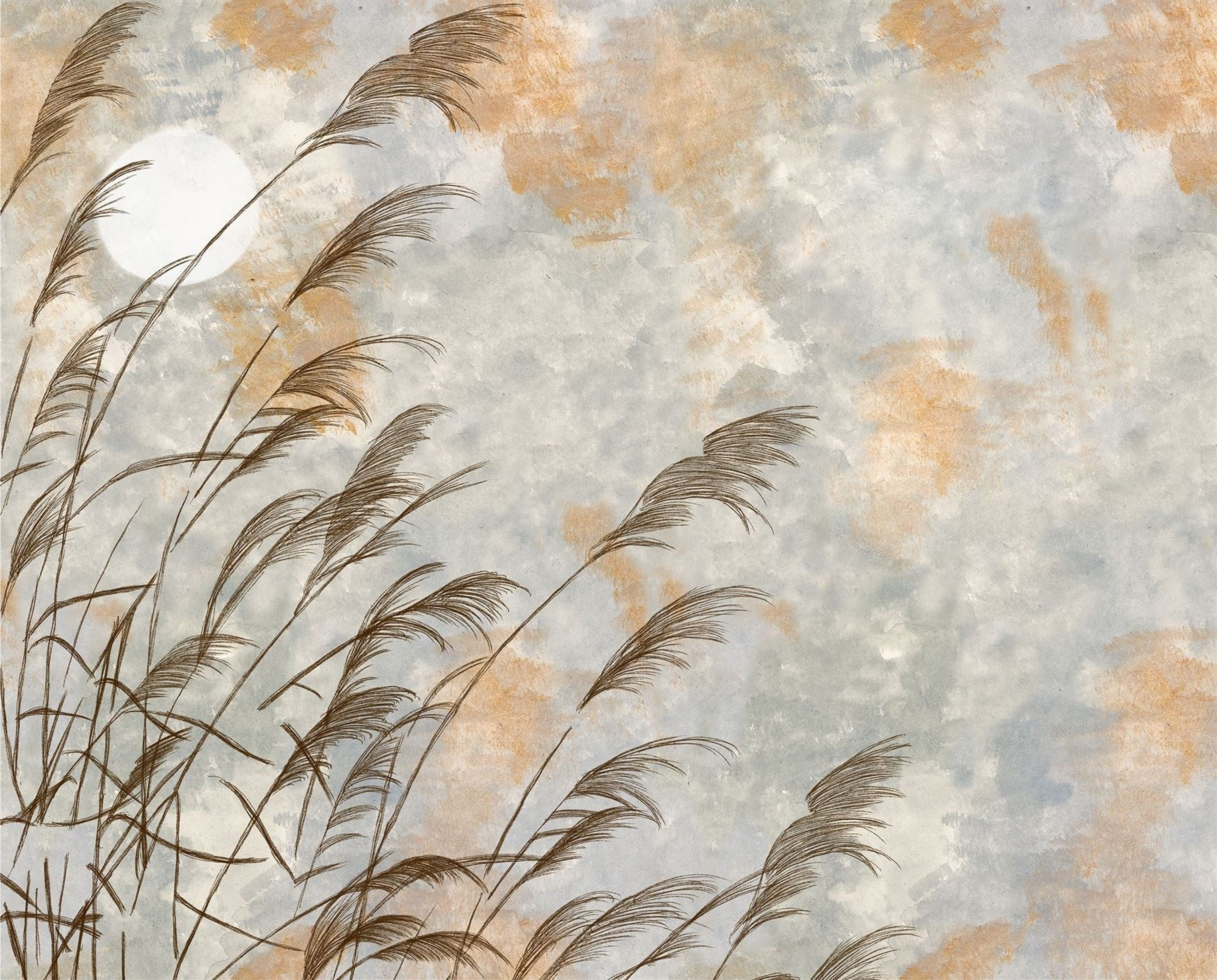 Calm Horizon Grasses, Nature’s Haven, Wallpaper, 58 sft
