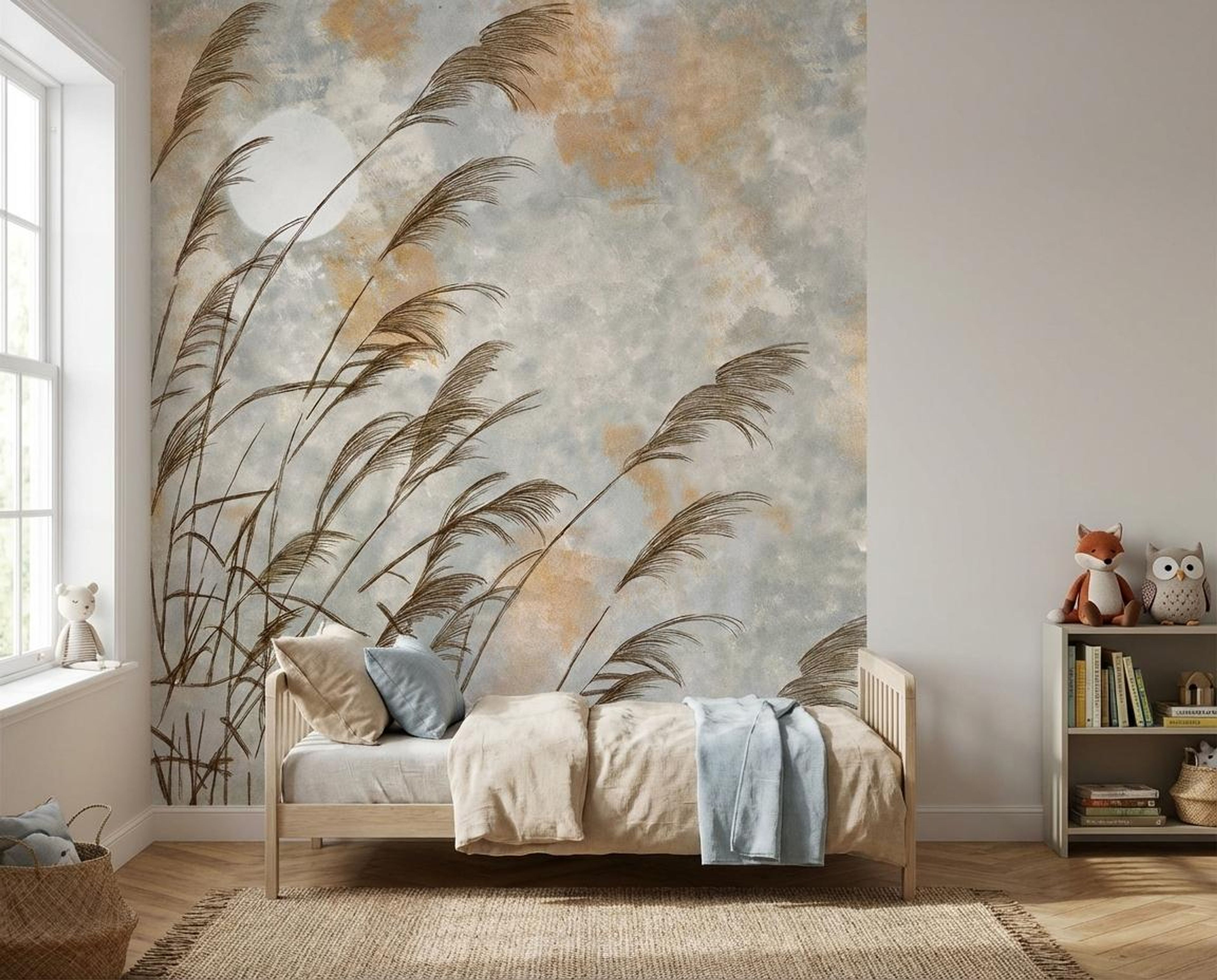 Calm Horizon Grasses, Nature’s Haven, Wallpaper, 58 sft