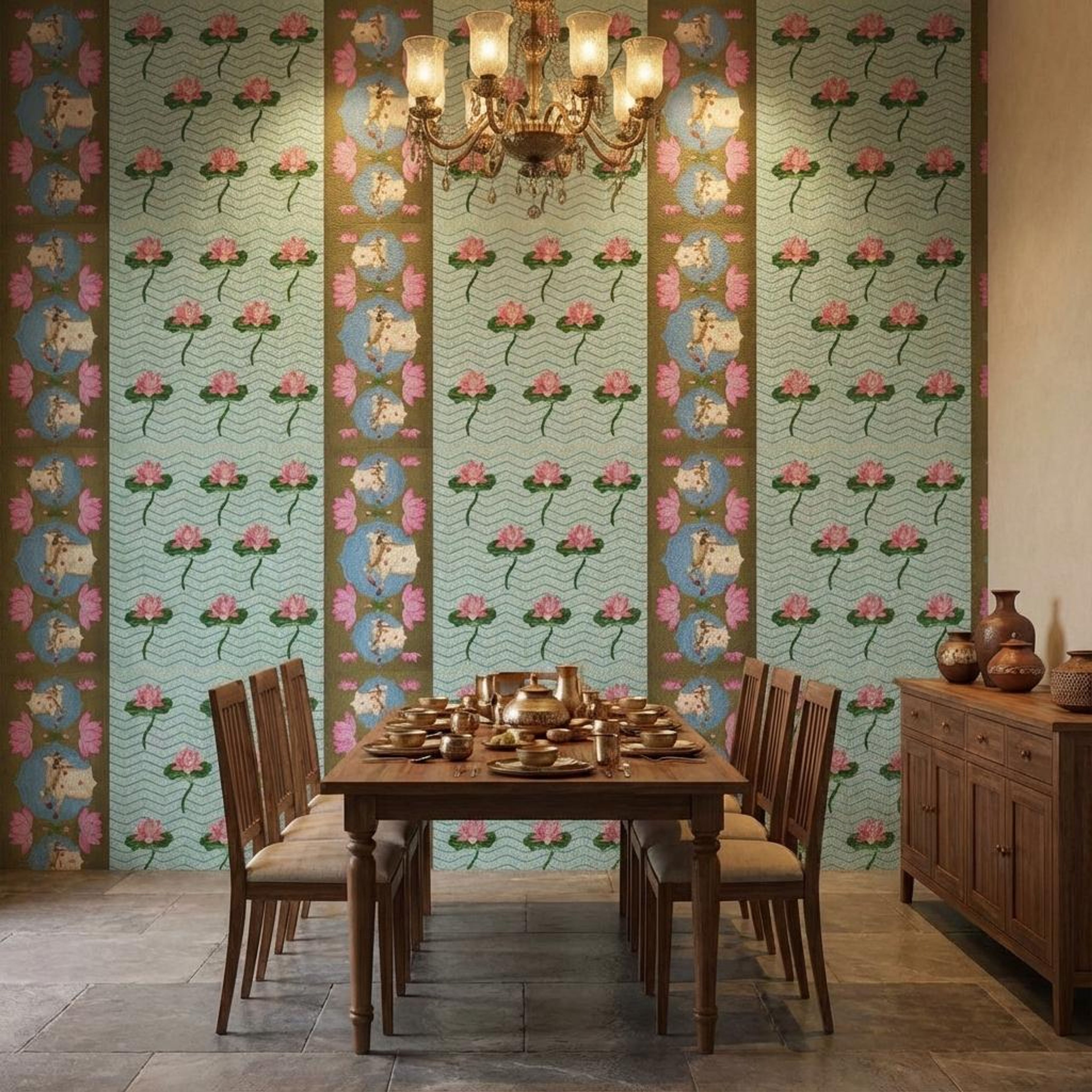 Kamala Bloom, Heritage Motifs, Wallpaper, 54 sft