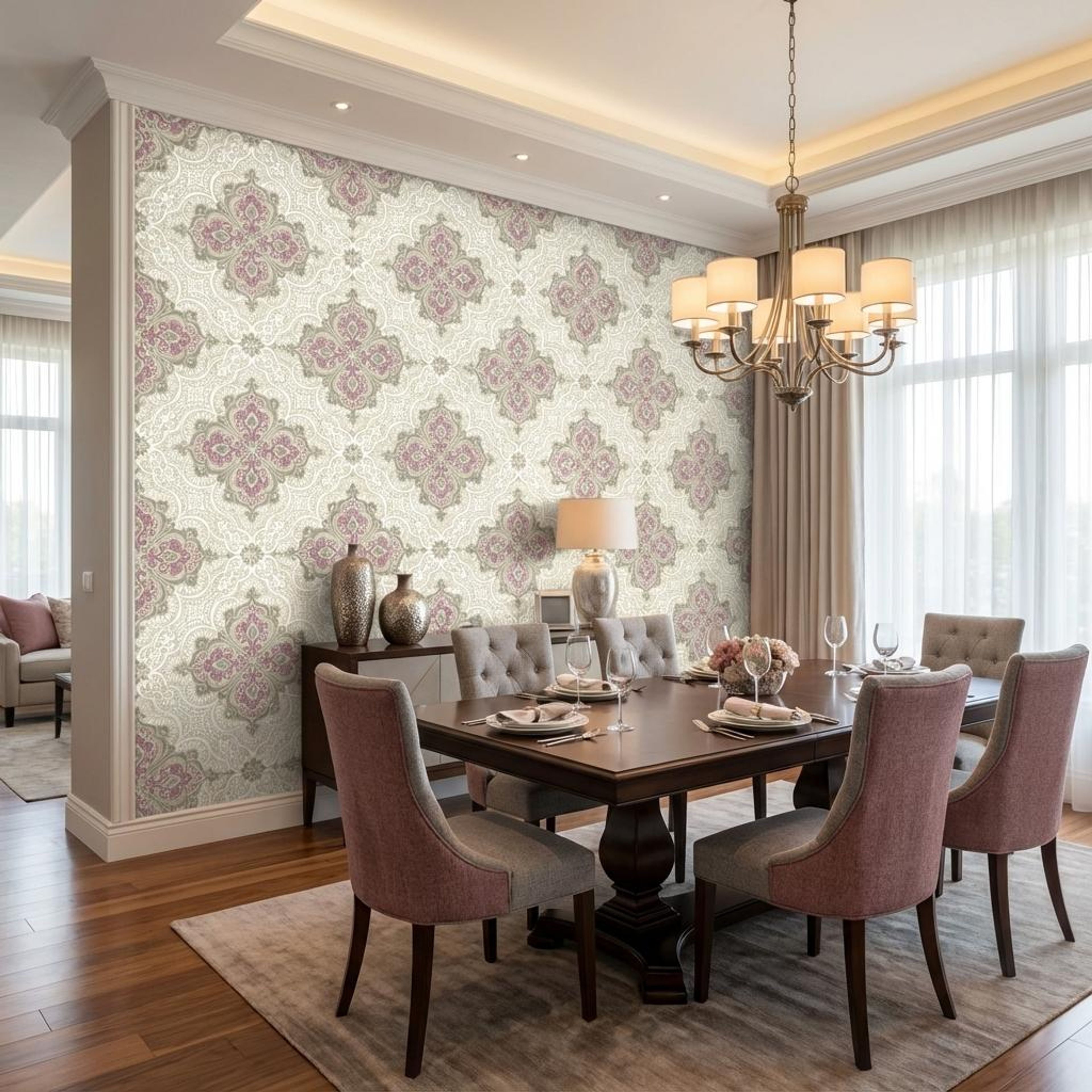 Mini Mandala- Pink, Heritage Impressions, Wallpaper, 58 sft