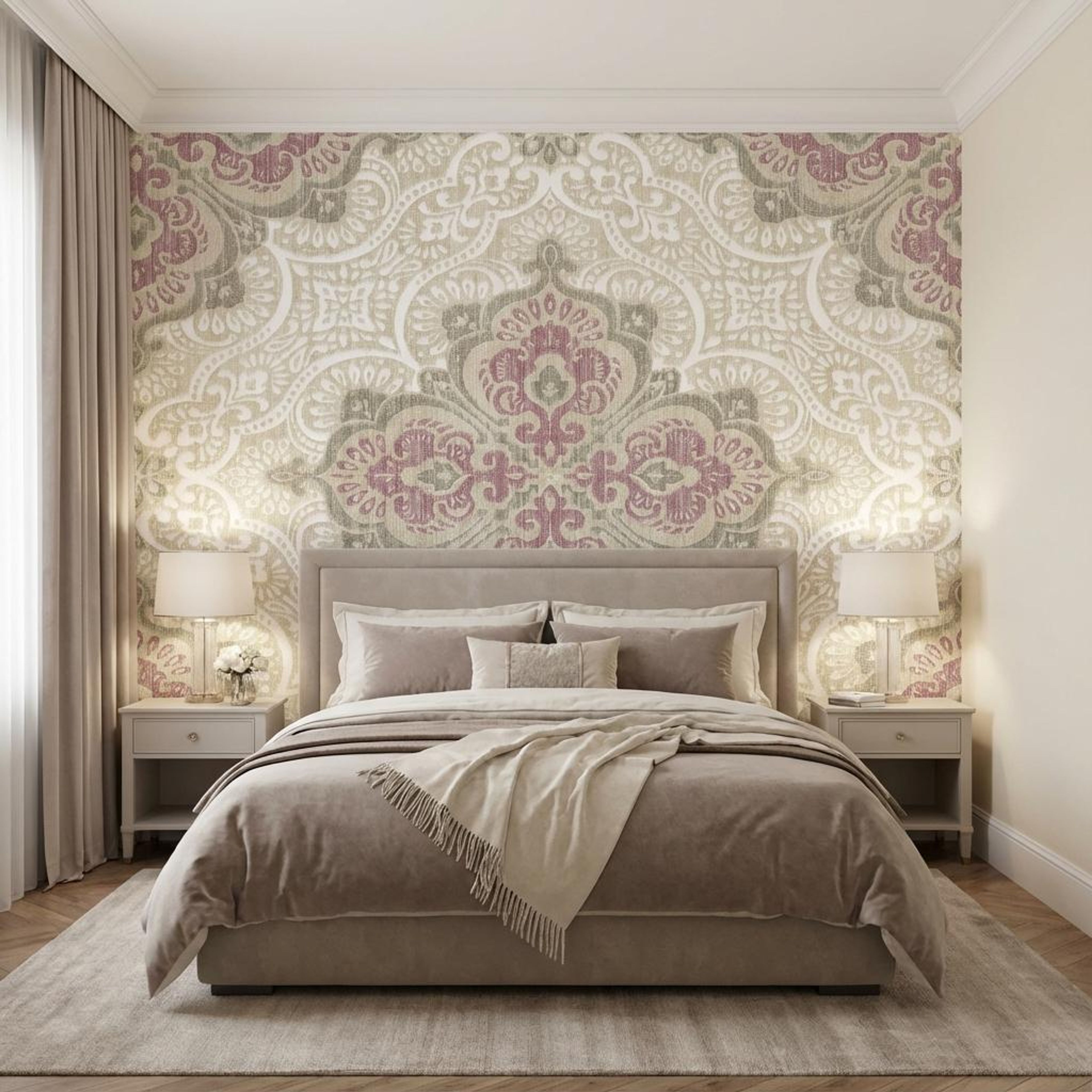 Mini Mandala- Pink, Heritage Impressions, Wallpaper, 58 sft