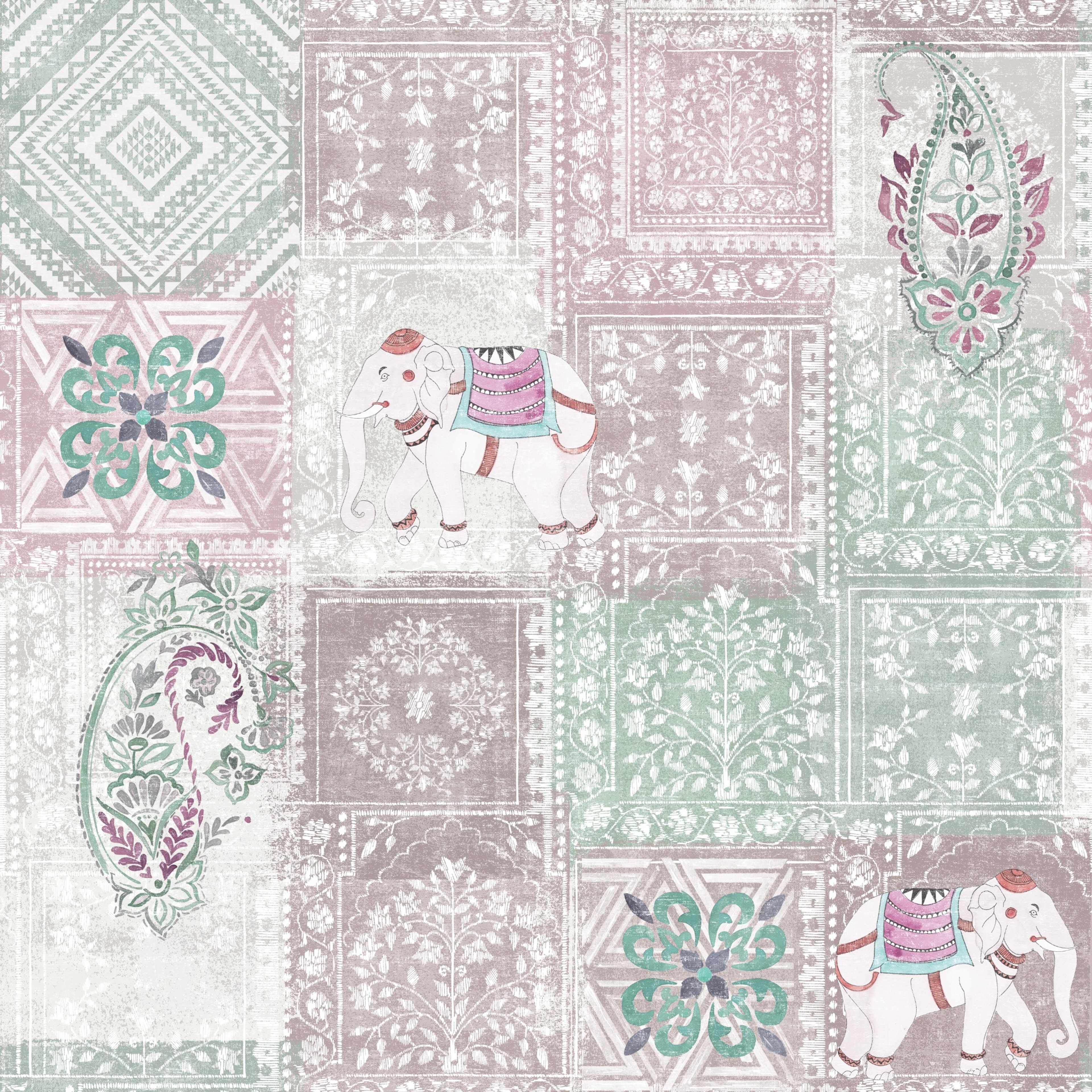 Folk Safari- Pink, Heritage Impressions, Wallpaper, 58 sft