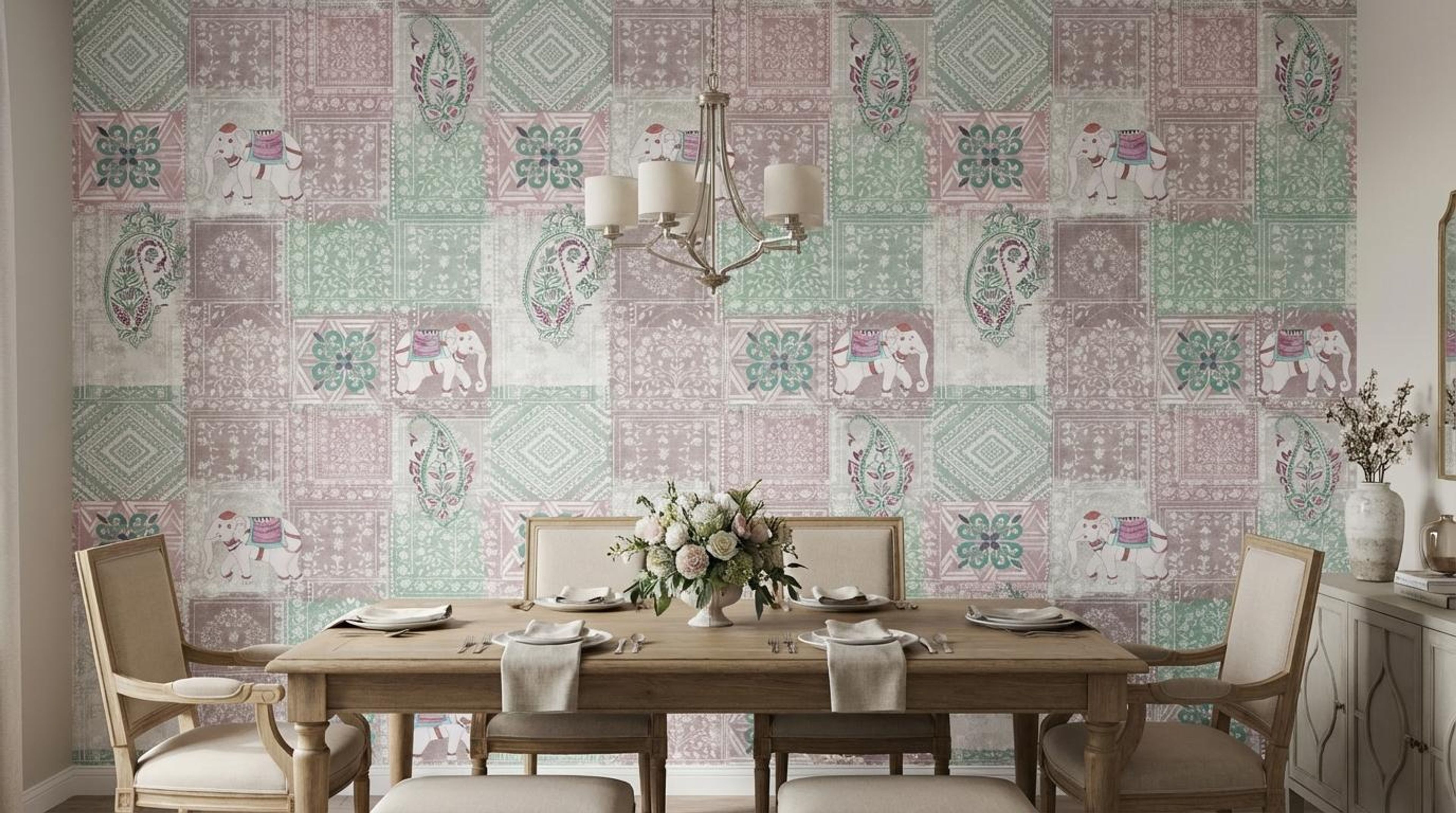 Folk Safari- Pink, Heritage Impressions, Wallpaper, 58 sft