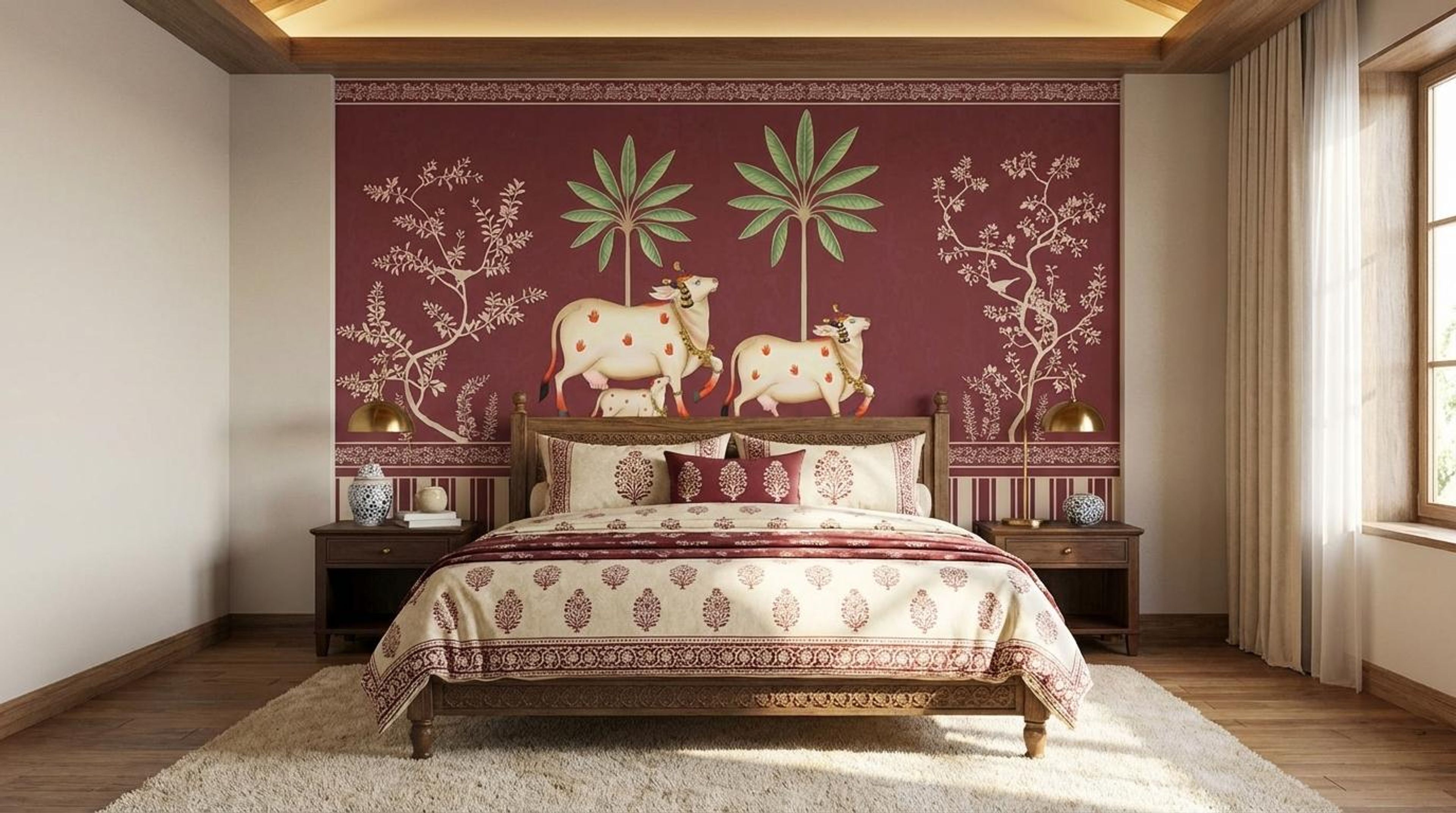 Sacred Fields- Red, Heritage Impressions, Wallpaper, 54 sft