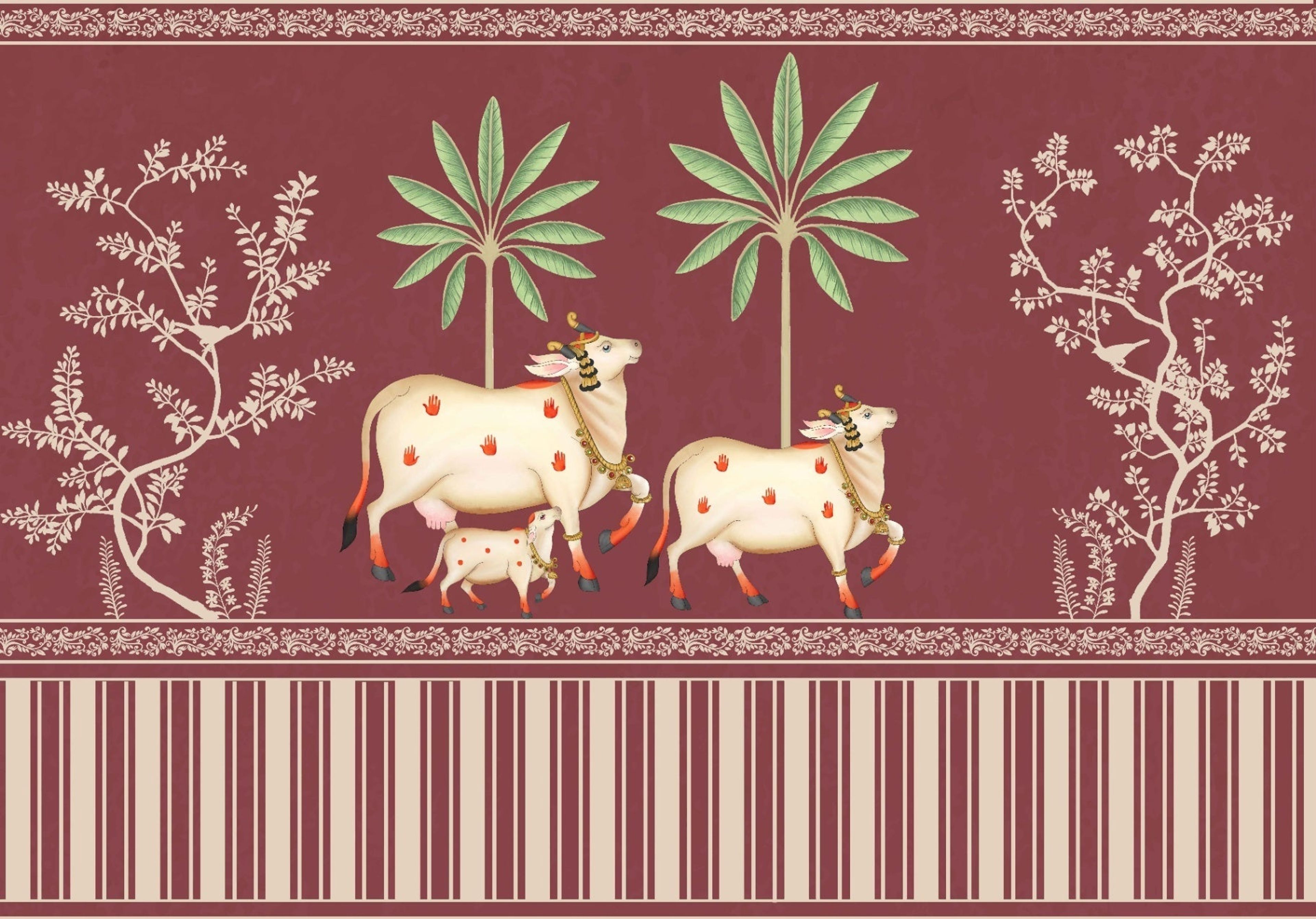 Sacred Fields- Red, Heritage Impressions, Wallpaper, 54 sft