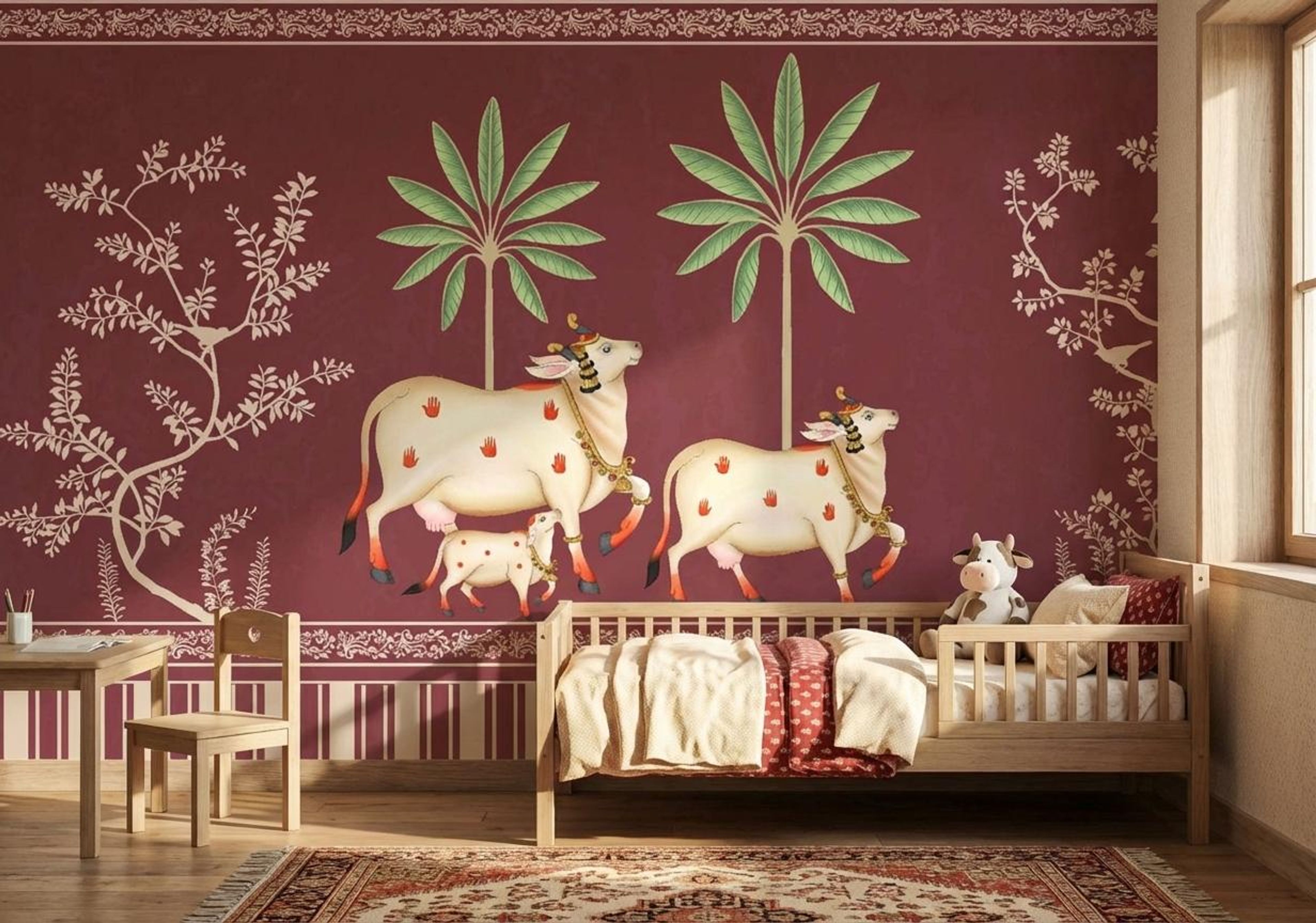 Sacred Fields- Red, Heritage Impressions, Wallpaper, 54 sft