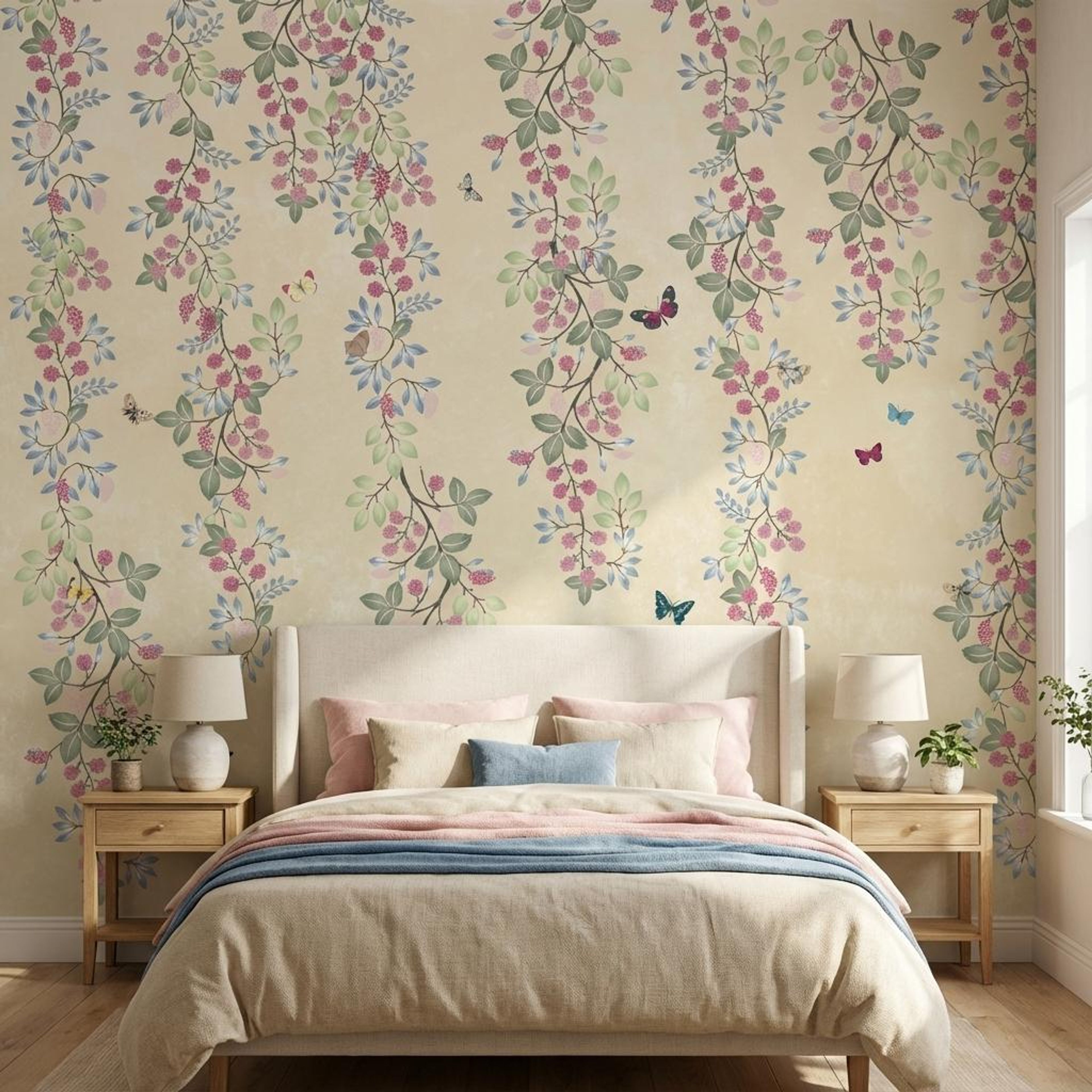 Falling Leaves Breeze Soft White, Botanical Tales, Wallpaper, 58 sft